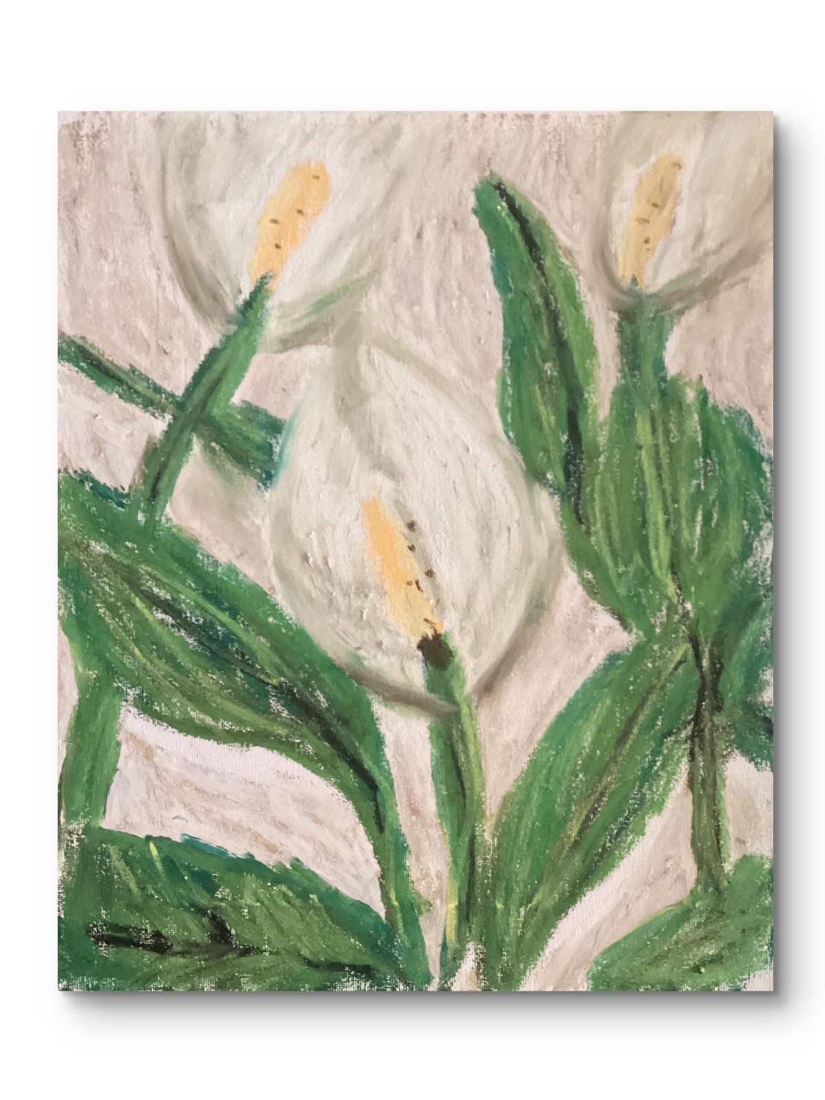 Textured Abstract Calla Lilies Spring White Flowers Canvas Art Original 11×14