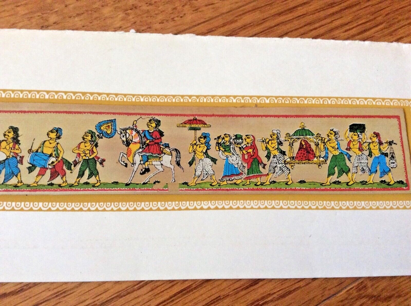 Asian handmade painting dry banana leaf Christmas King wedding trumpet band VTG