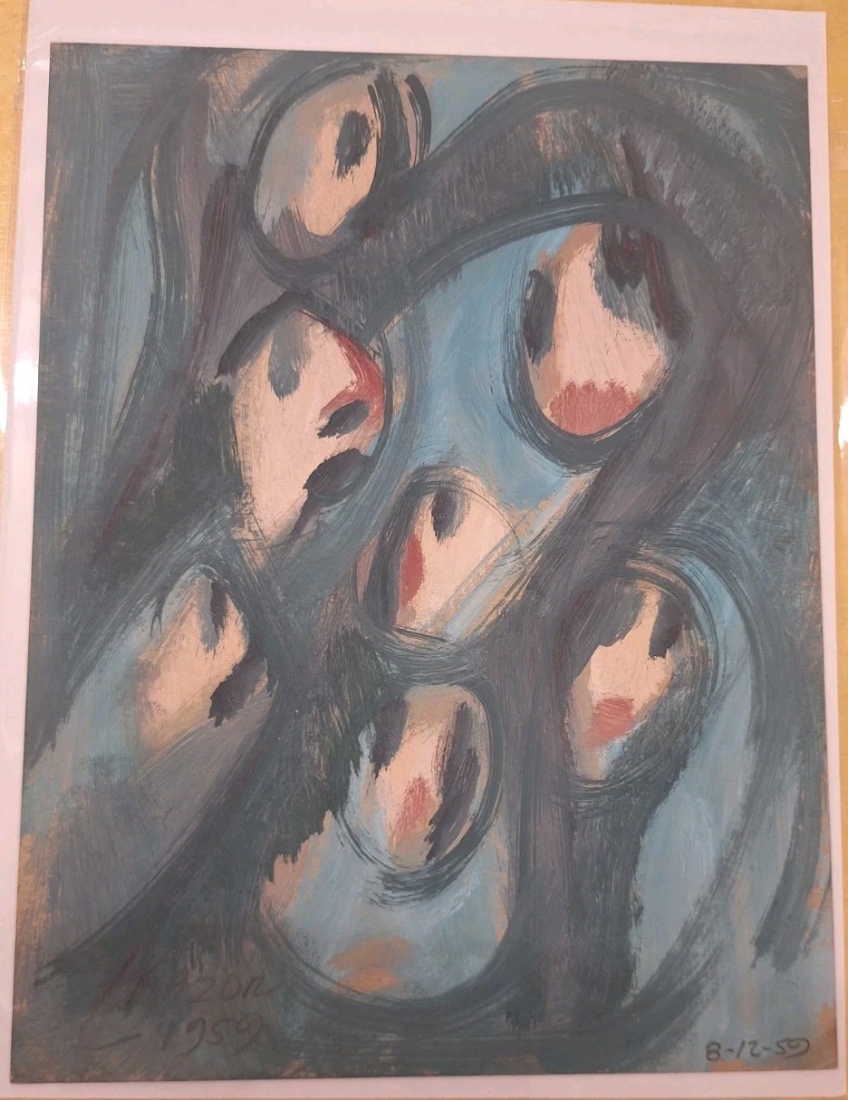 Leonard Kazor 1917-2000 Modernist Artist 1959 Pastel Painting
