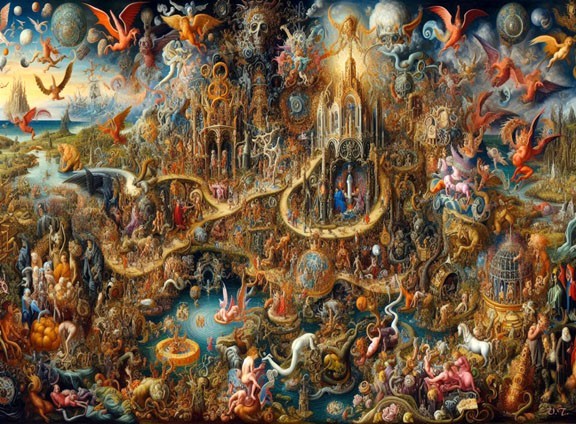 After Hieronymus Bosch Painting Giclee Canvas 16″X20″ with mat frame