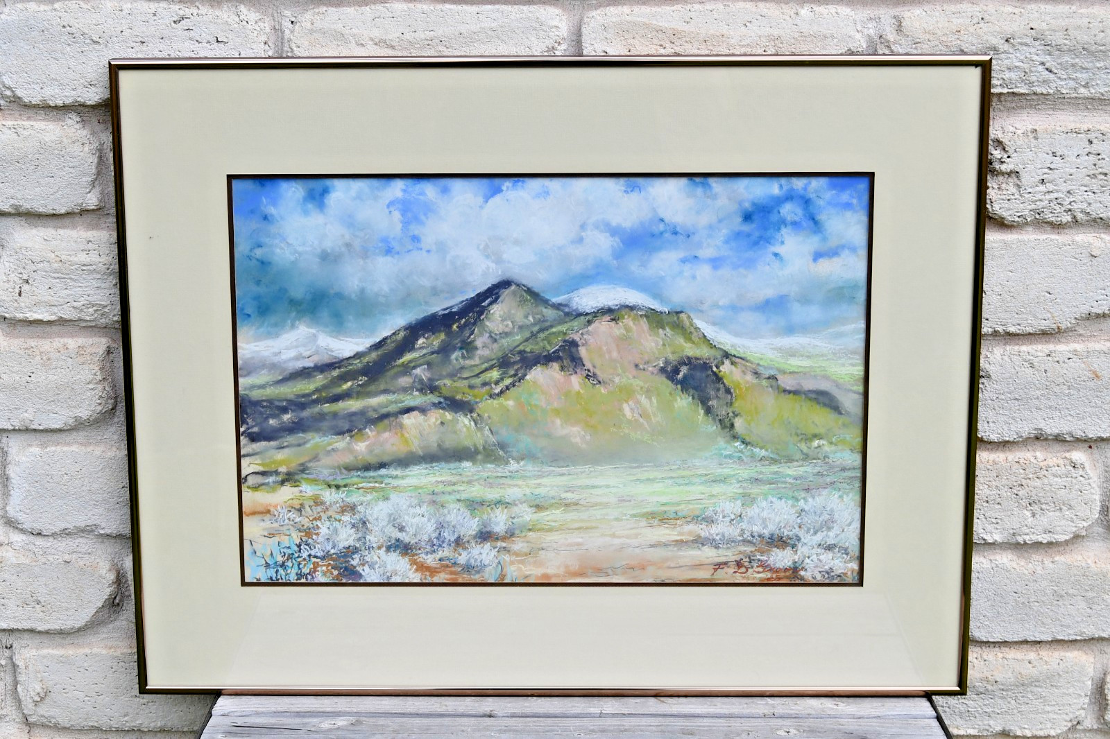 Original Watercolor Texas Western Landscape Hill Sagebrush Framed F. D. Groos