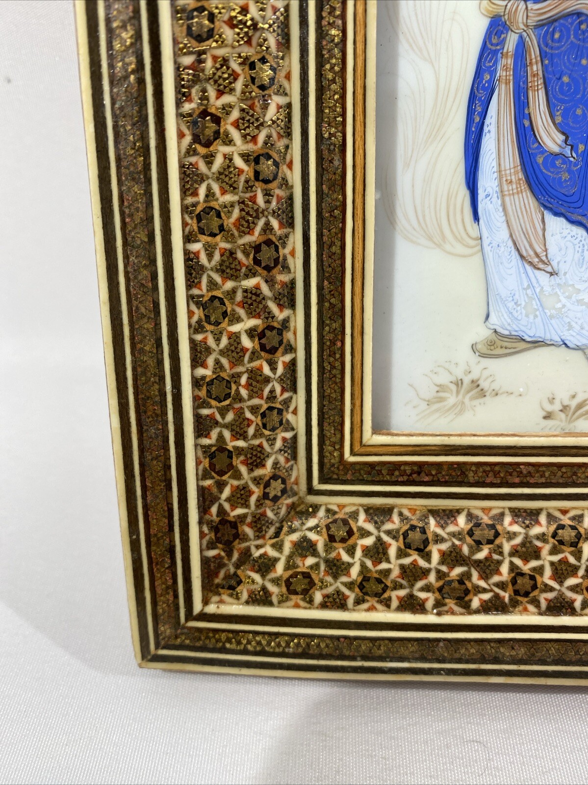 Khatam Kari Rahmen mit original Malerei signiert – Persien