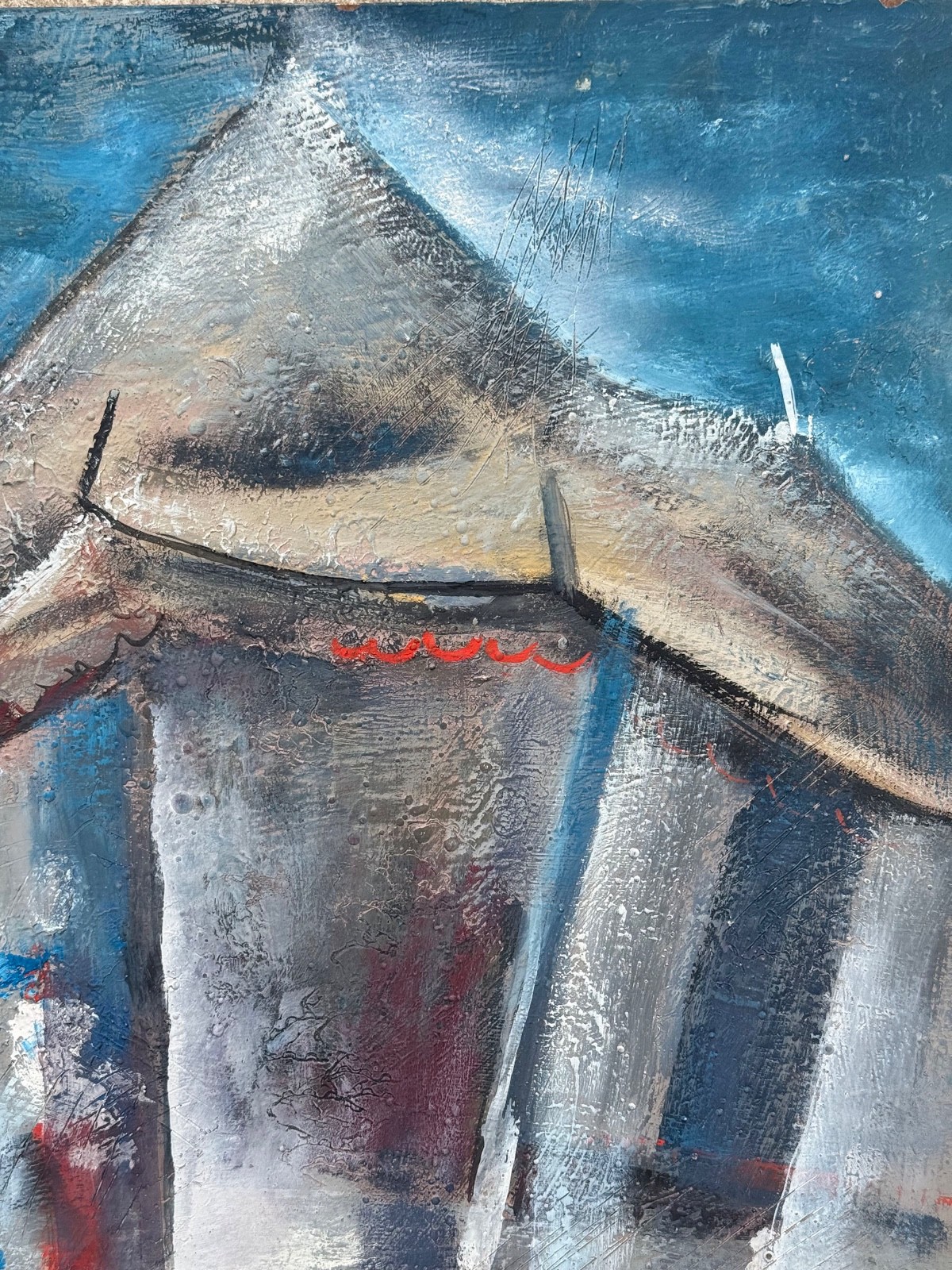 1960s Abstract Expressionist Circus Painting Original Oil Female Laguna Artist