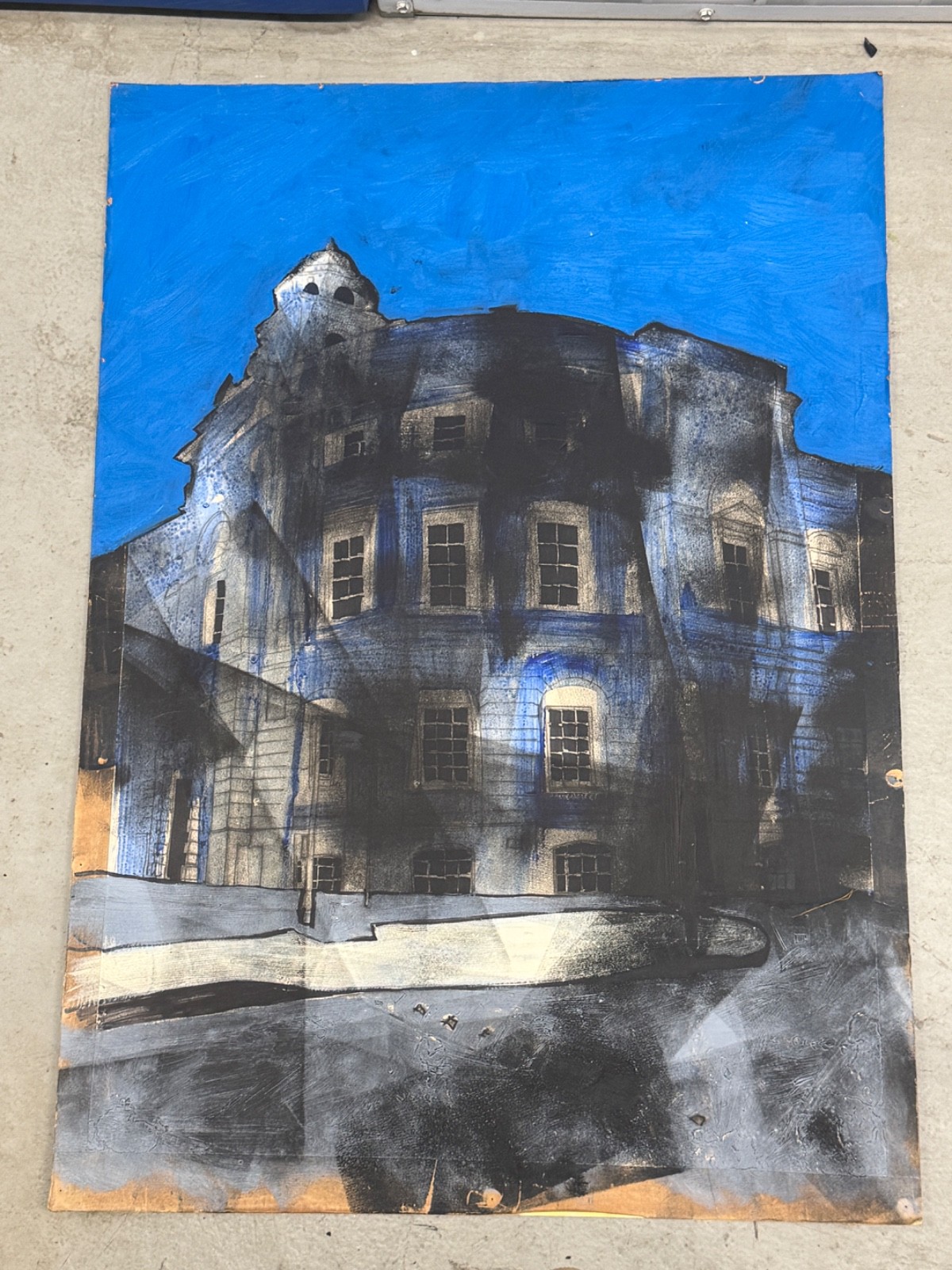 ROB SHAW Staithes Large Architectural painting Bought when he was Drunk