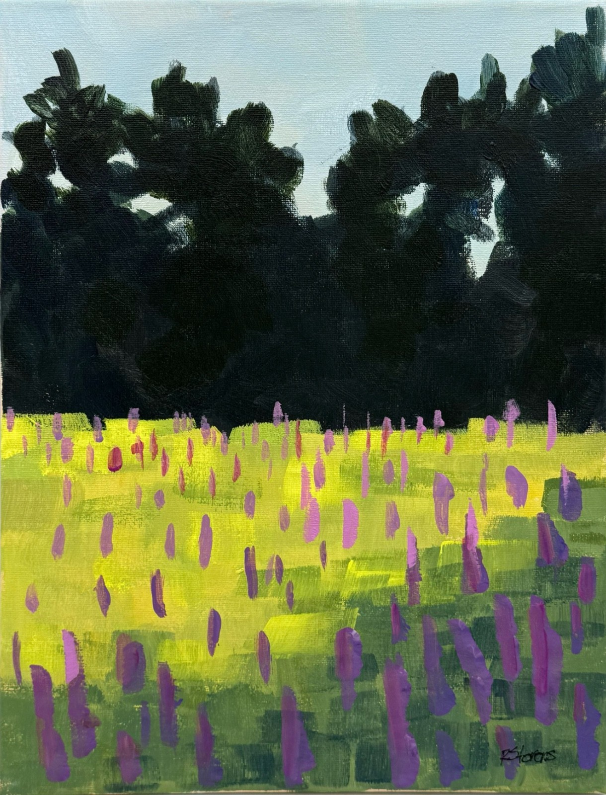 Original 14×11 Acrylic Landscape Painting Flowers Contemporary Modern Art