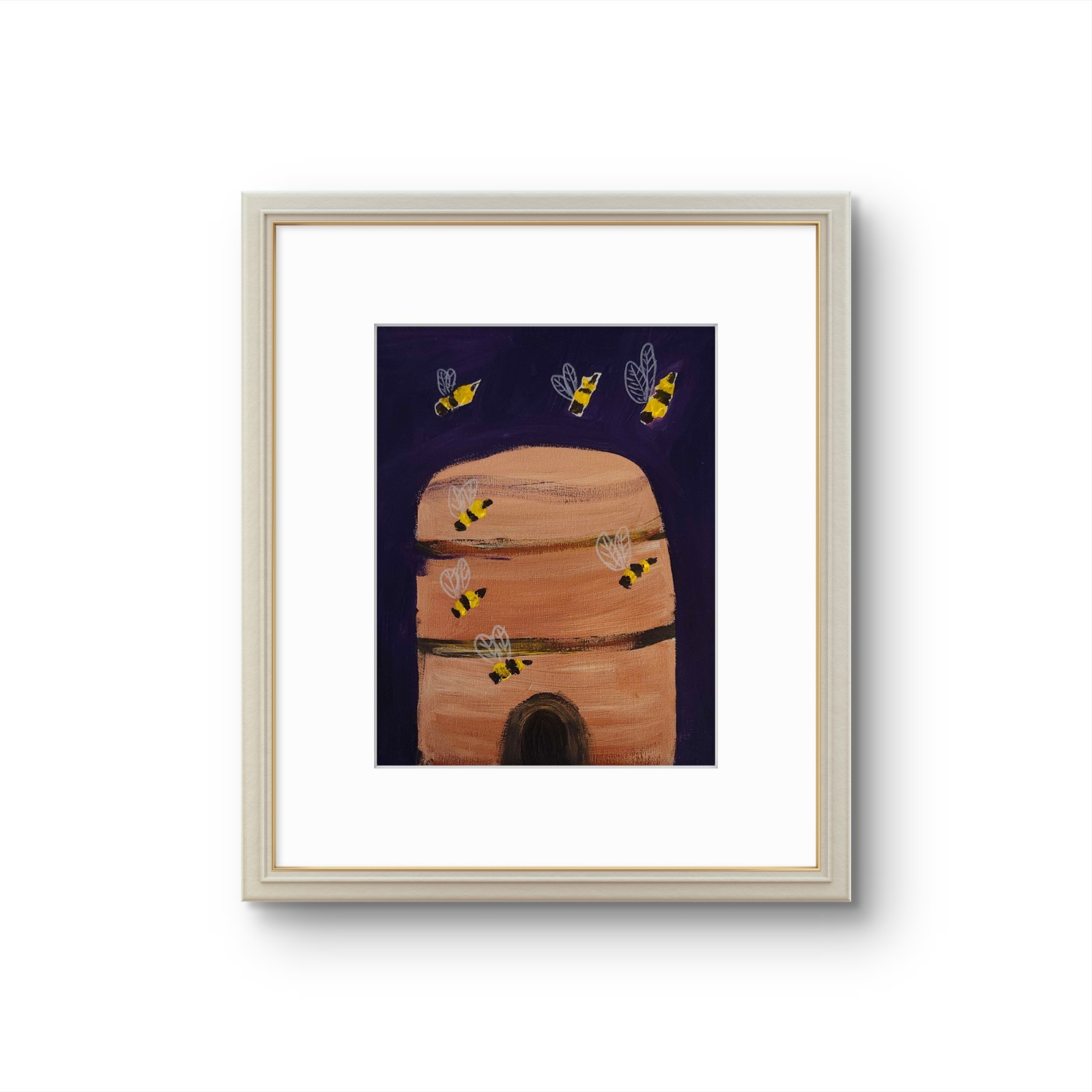 Bee Hive Contemporary Expressionist Original Painting Acrylic 11×14 Canvas