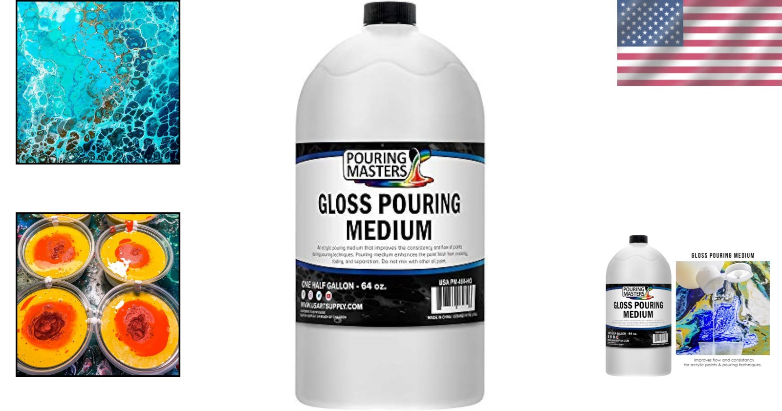 Non-Toxic 64oz Gloss Pouring Medium – Enhance Paint Flow & Cell Effects