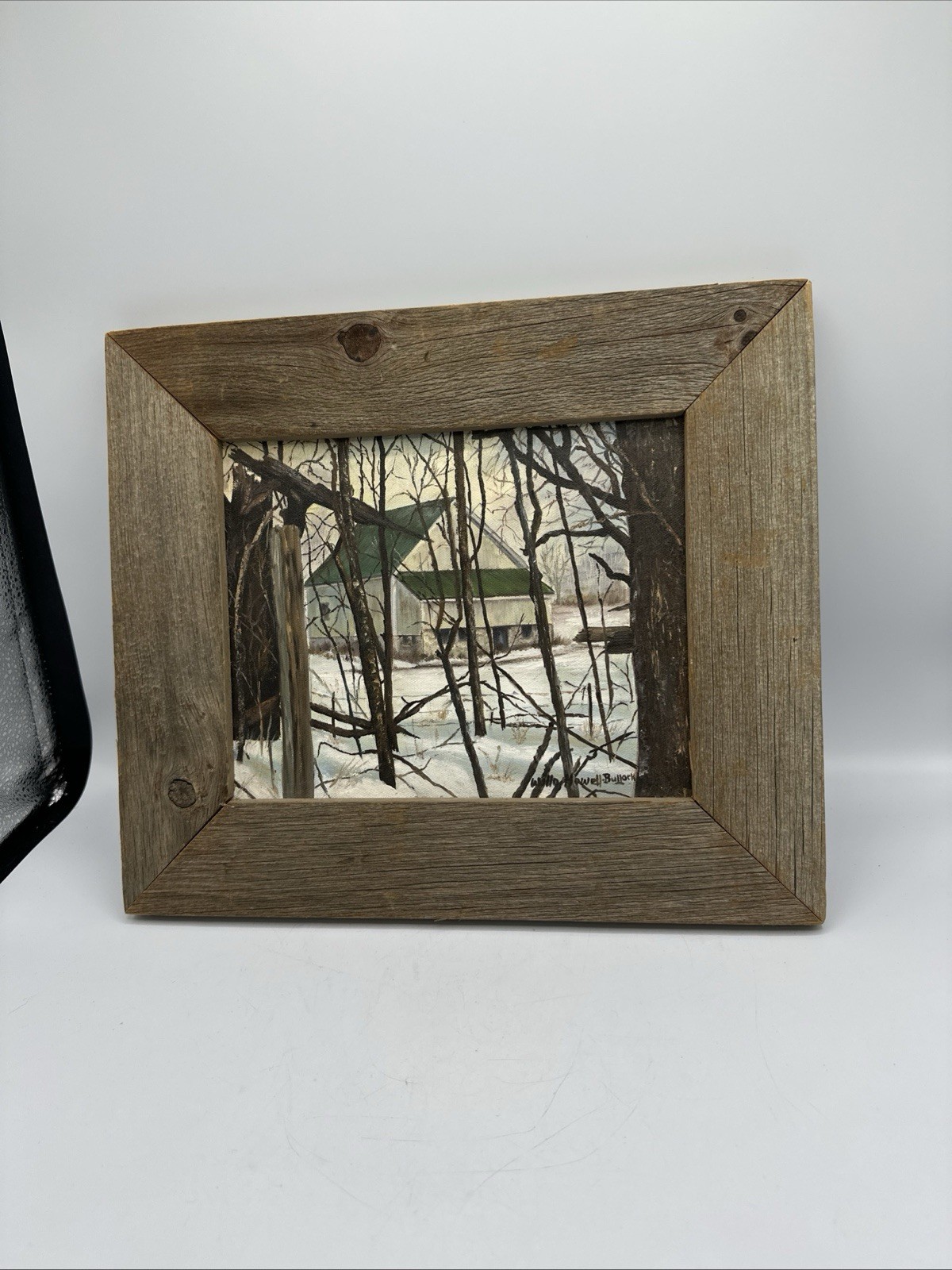 Signed Painting Snowy Barn Landscape Nature Scene Barn Wood Frame Farmhouse