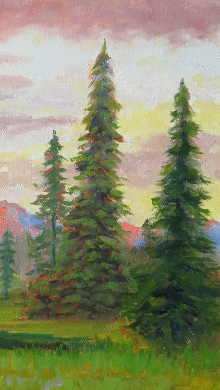 Original Oil Painting Landscape Mount Baker Washington 16×20 Sallows Pine Trees