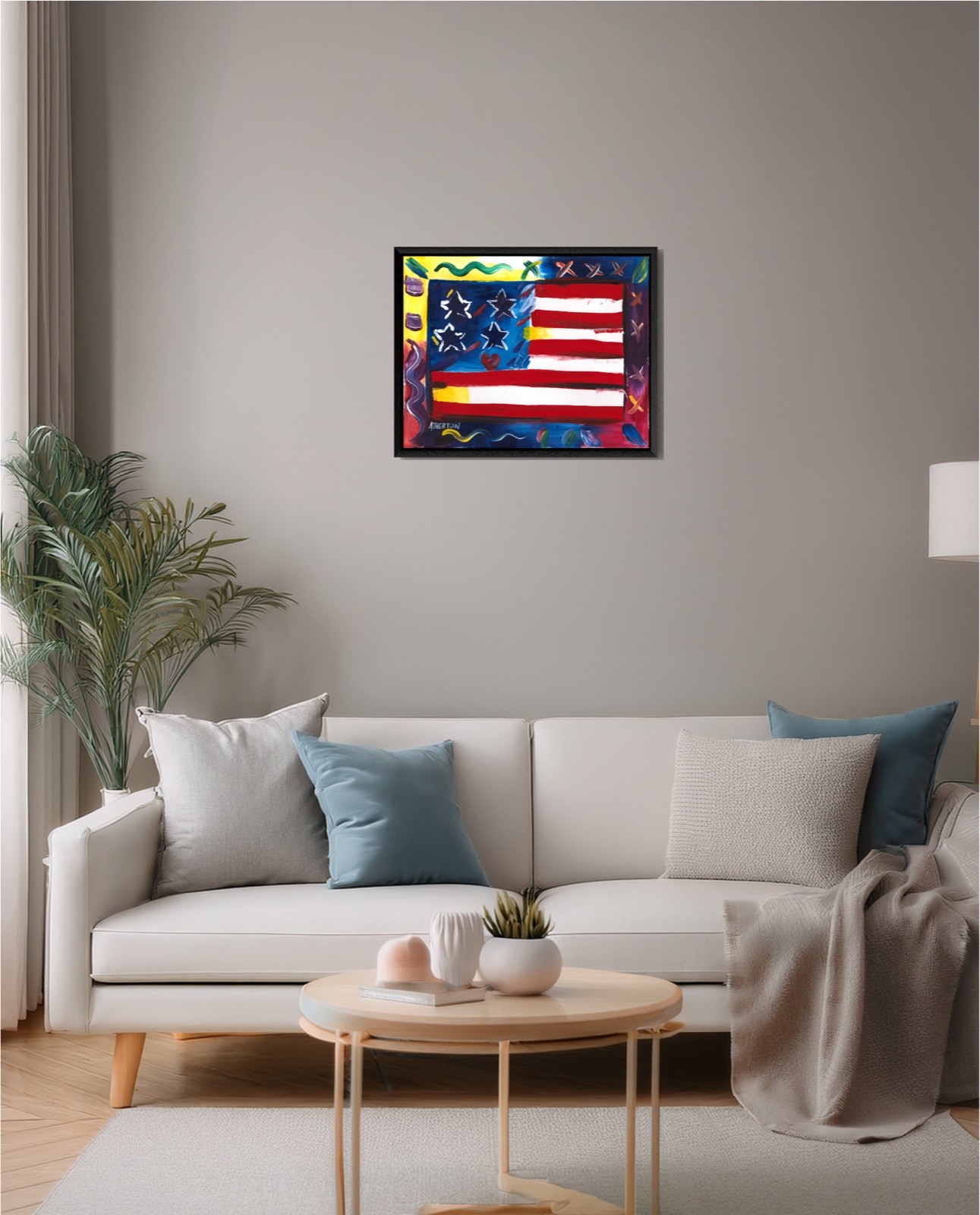 Atherton 11×14 American Flag Painting Patriotic USA Abstract MAX Acrylic Art
