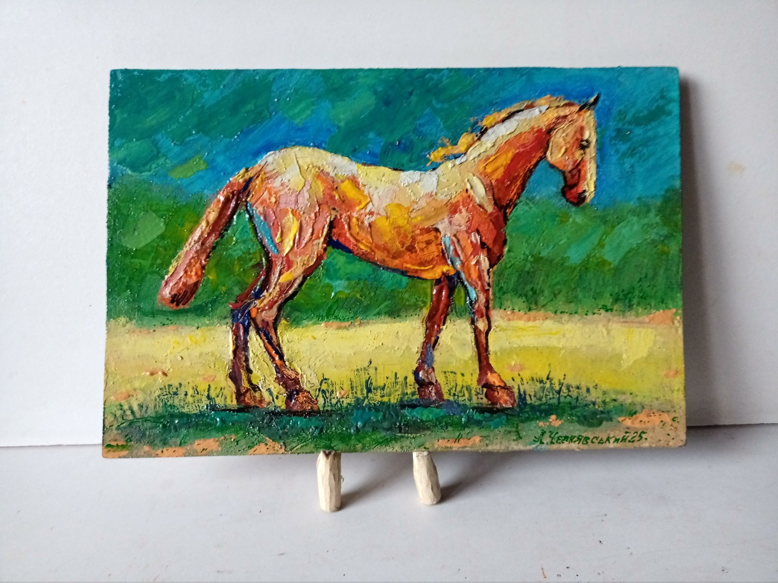Horse Impasto Painting Original Art Impression Oil Painting 7.8 x 11.8 in