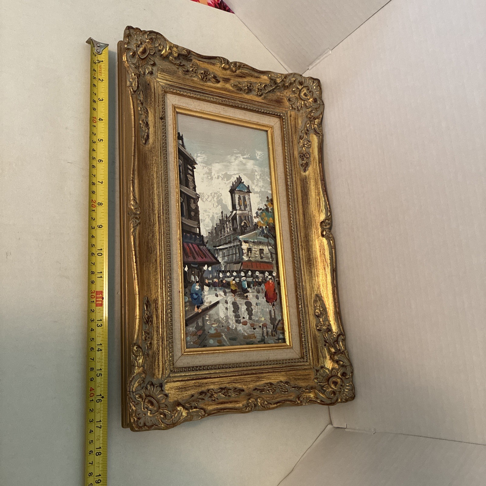 VTG Antonio DeVity Signed Oil on Canvas Painting. City Scene 17×12 Framed