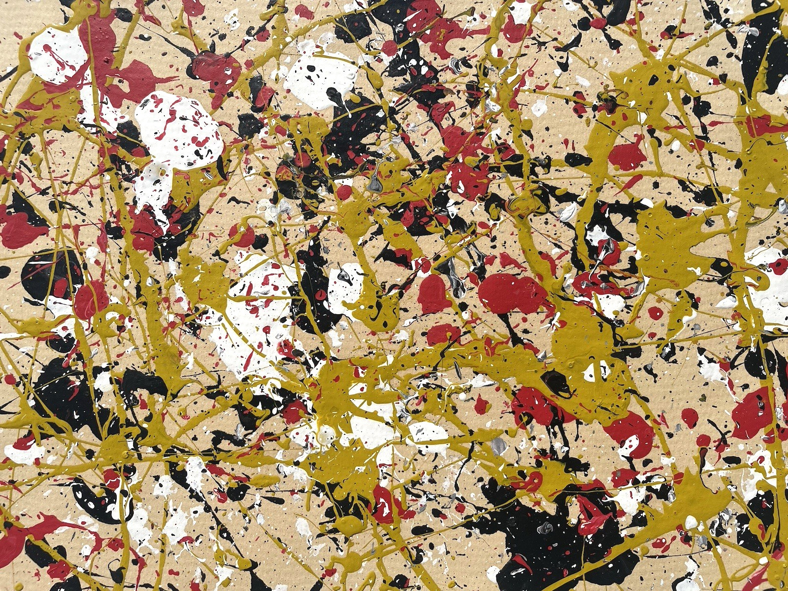 Original Painting Jackson Pollock Signed Yellow Red Abstract Expressionist D43