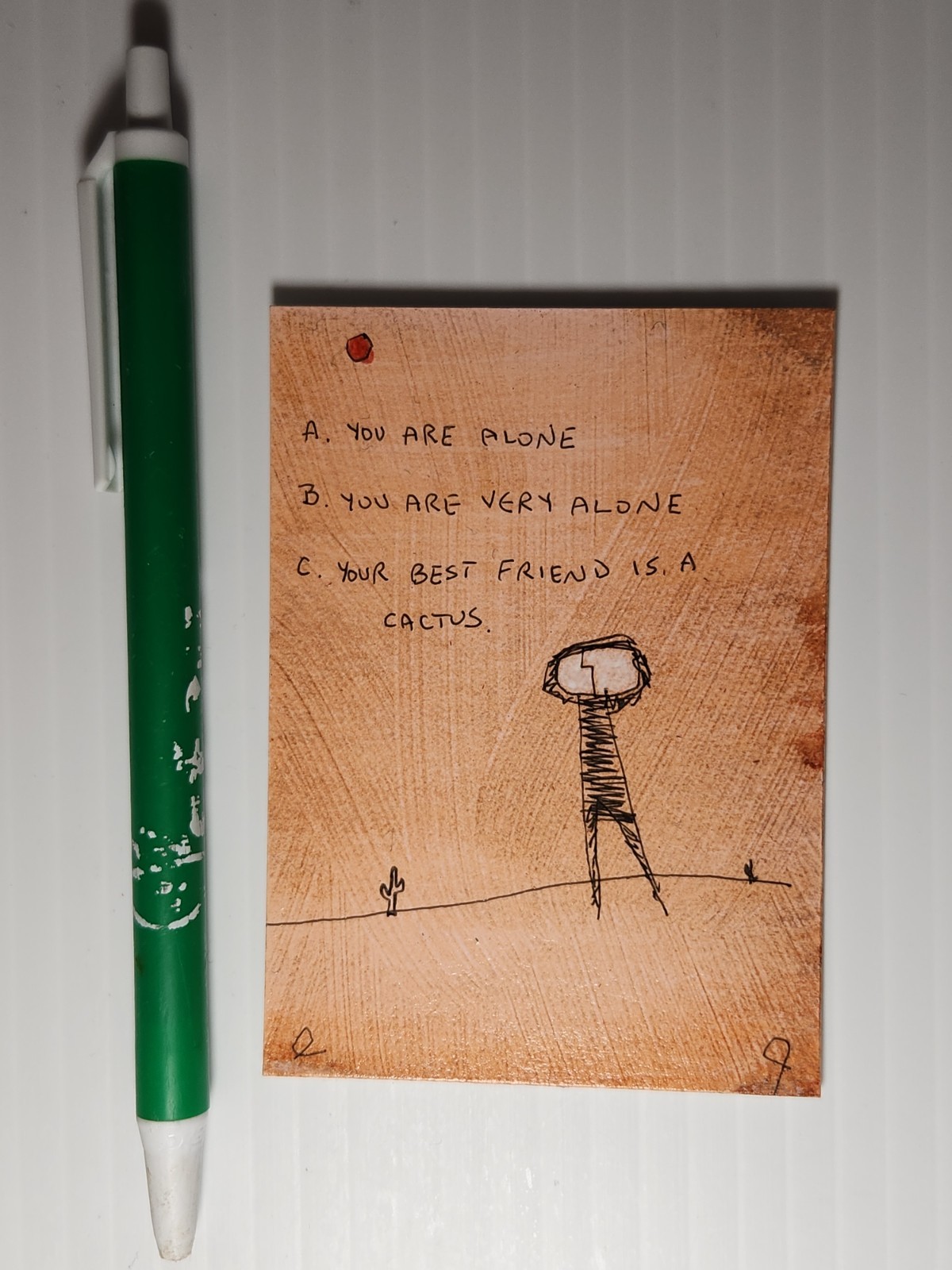 e9Art ACEO lone person in the desert outsider art brut naive