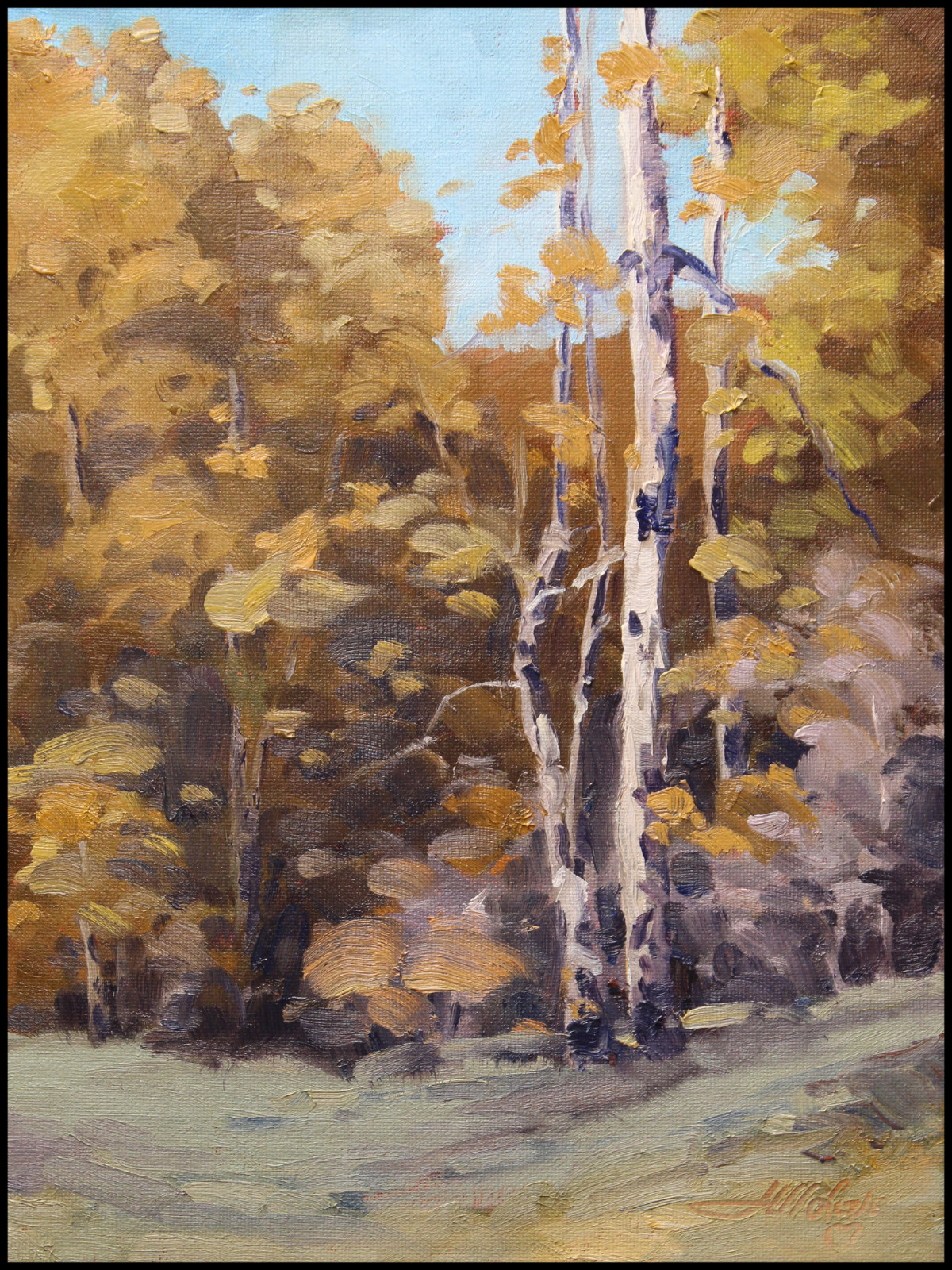 Art Original Oil Painting Landscape Yellow Trees Aspen Fall Autumn by Jeff Love