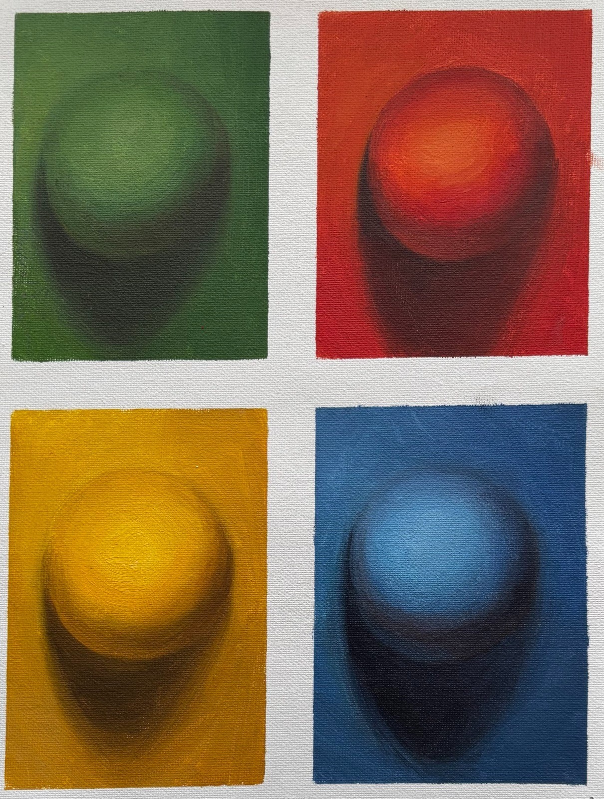 Spheres color study cafe art original oil painting by living artist 12″x9″