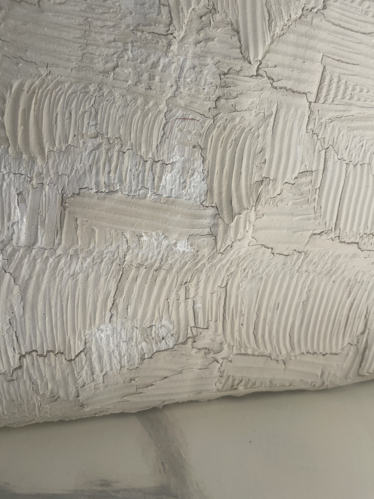Abstract Textured 3D Wall Art Modern Painting «White Waves» Beige 16×20”