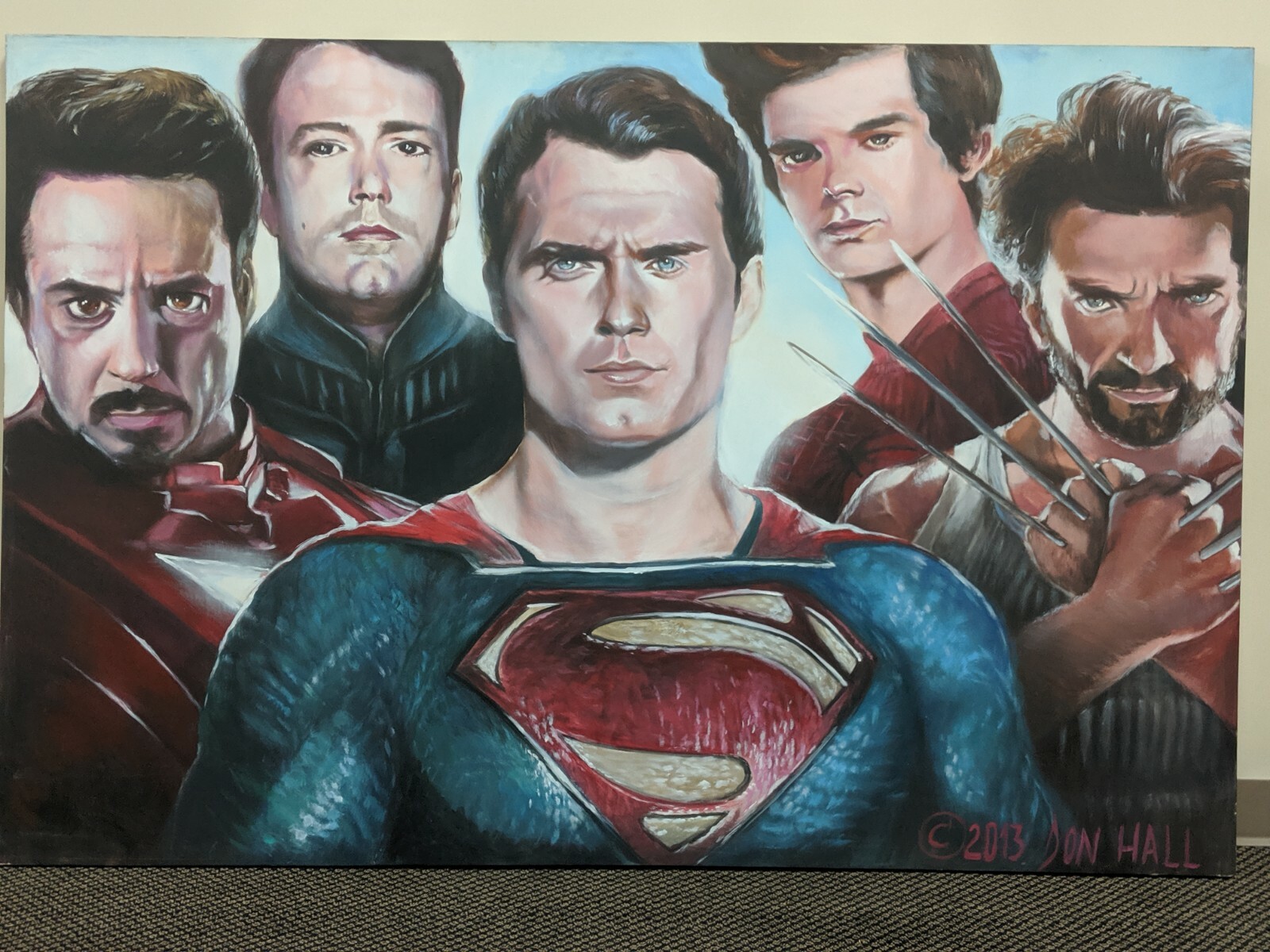 Robert Downey Jr. Ben Afleck Henry Cavill Andrew Garfield Oil Painting Don Hall