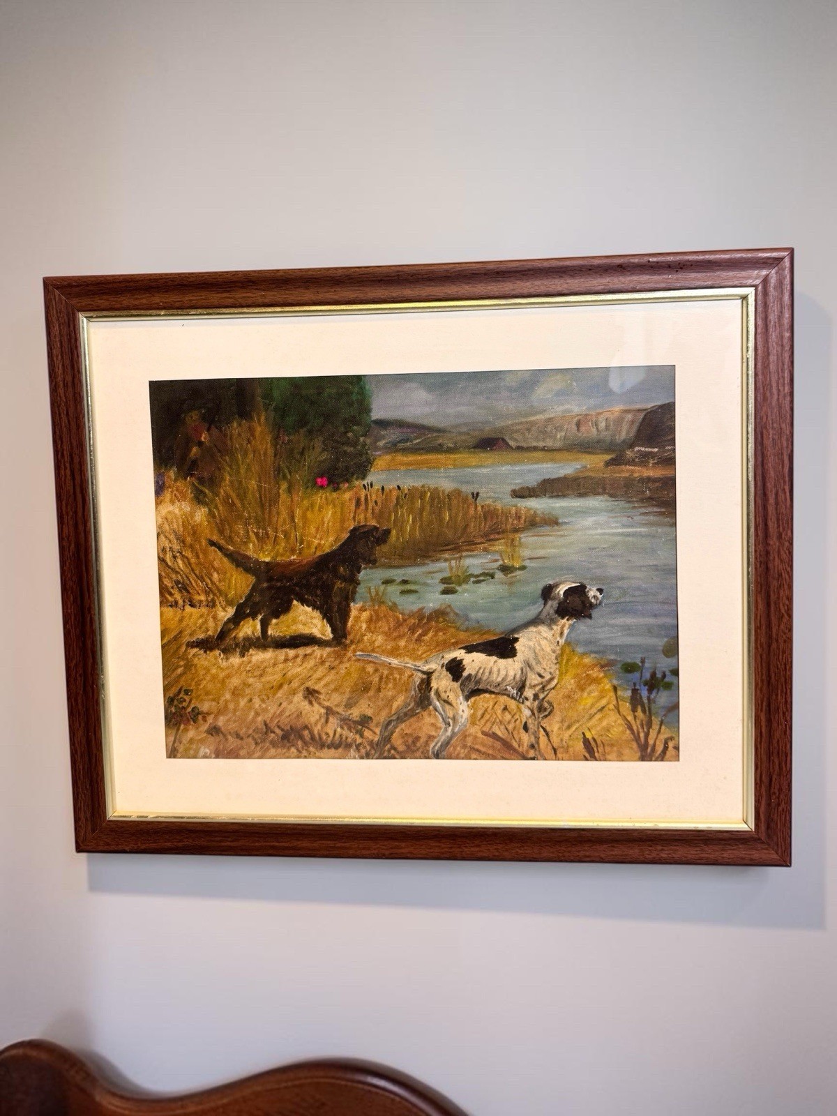 Scarce 1920s 30s Oil Painting Of Hunting Pointer Dog & Setter Hintermeister Ad