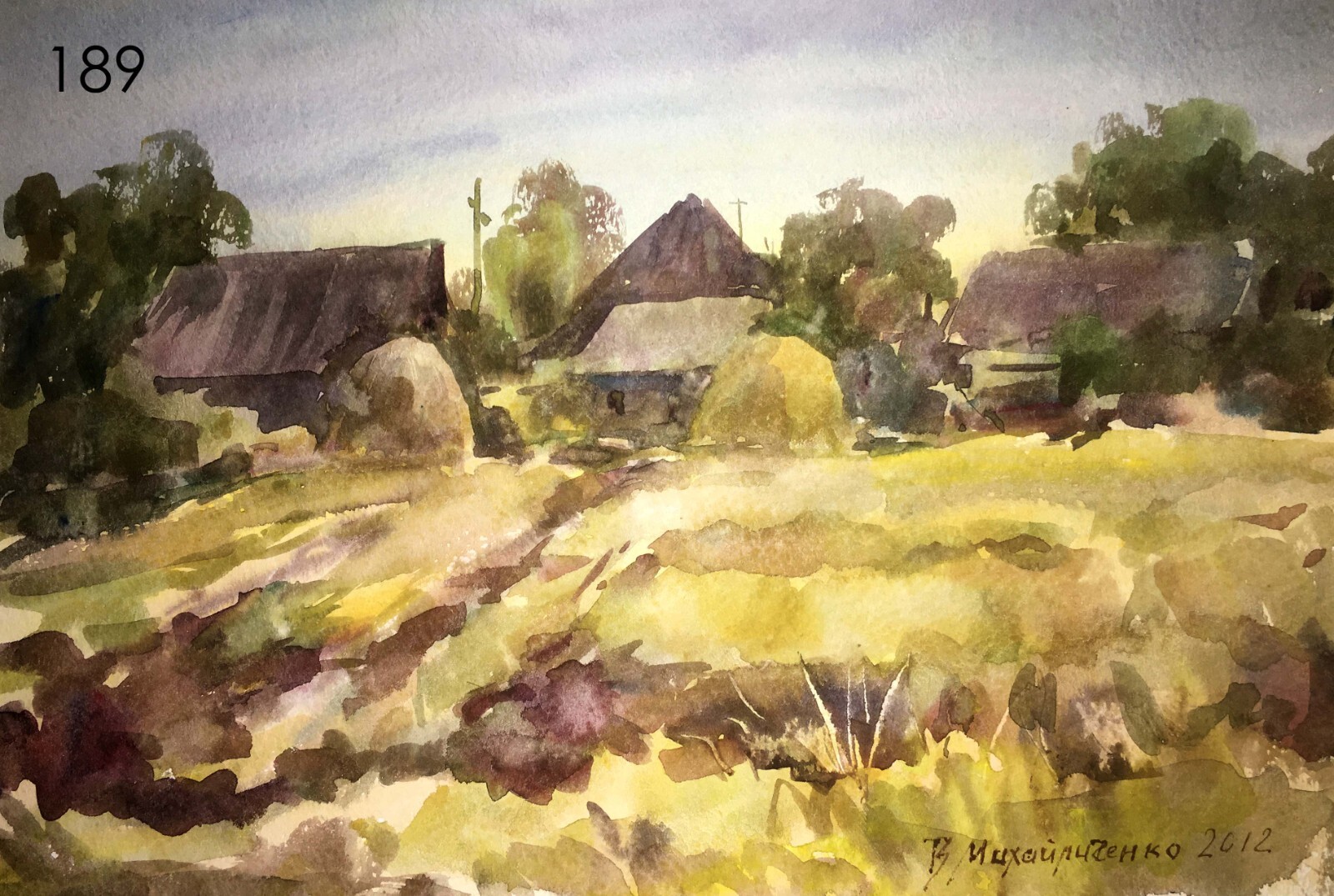 Watercolor Painting Unframed Fields Landscape Mikhailichenko V Home Decor n189