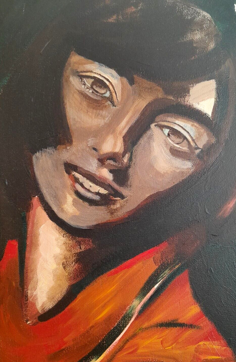 16×20 Acrylic on Canvas Original Contemporary Painting Girl holding sphere/orb