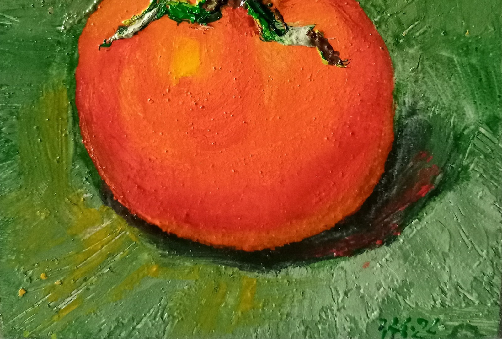 Tomato Impasto Painting Original Art Impression Oil Painting 6 x 6 in