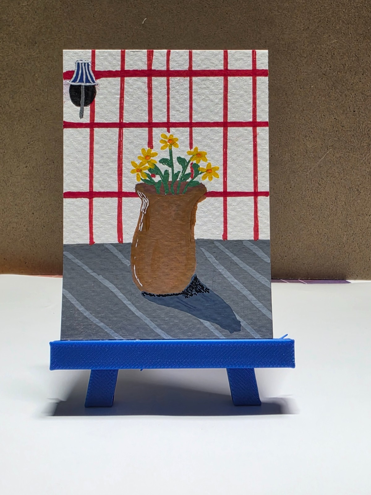 ACEO original painting flowers Potted Plant by Mindy Matthews