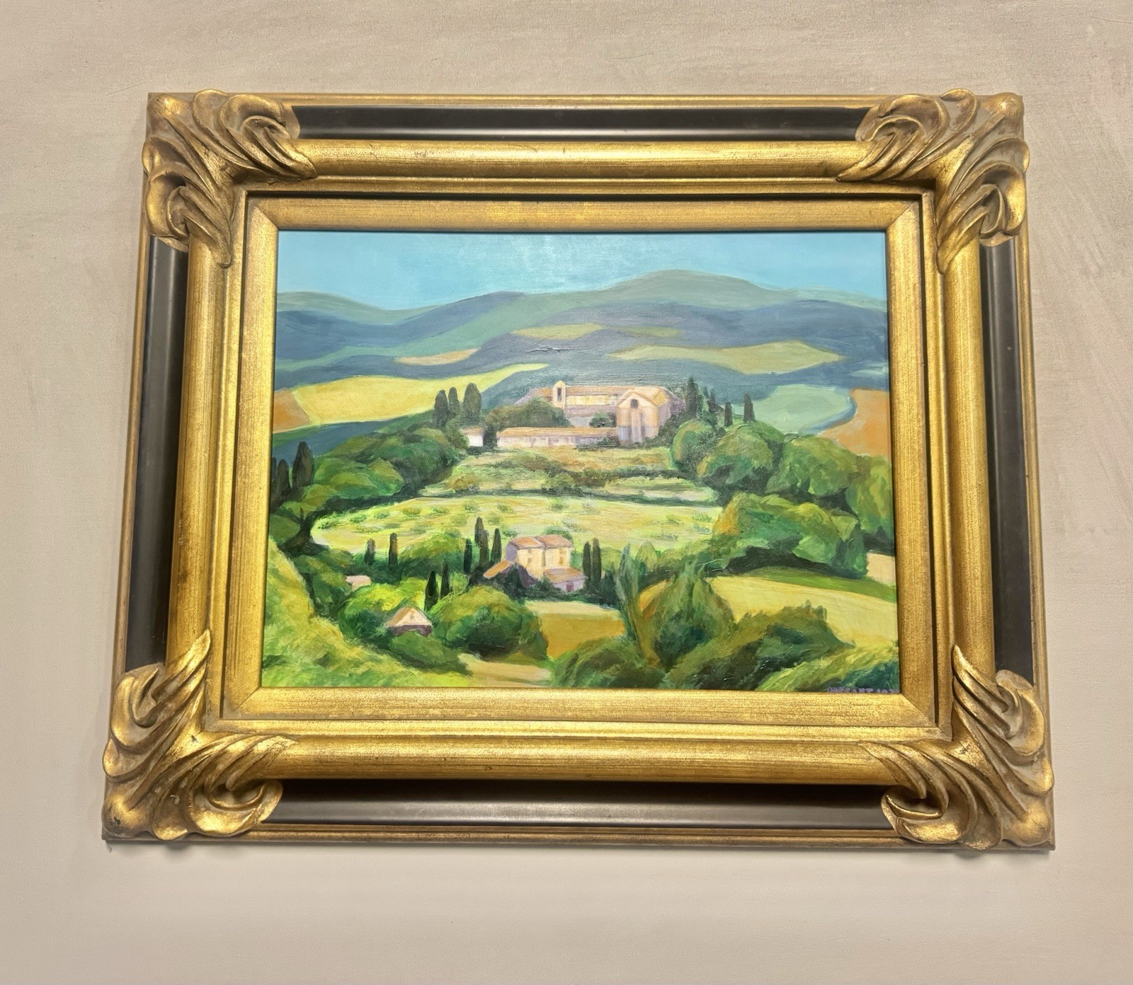 Original Oil Painting ; Tuscany: Italy Villas Impressionist: Framed 12” X 16”**