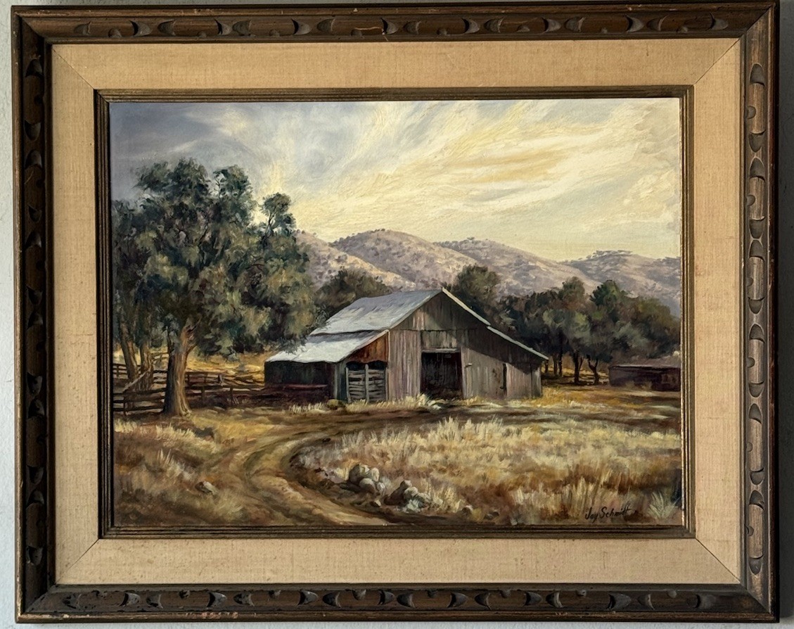 JAY SCHMIDT ANTIQUE CALIFORNIA PLEIN AIR LANDSCAPE OIL PAINTING OLD VINTAGE 1950