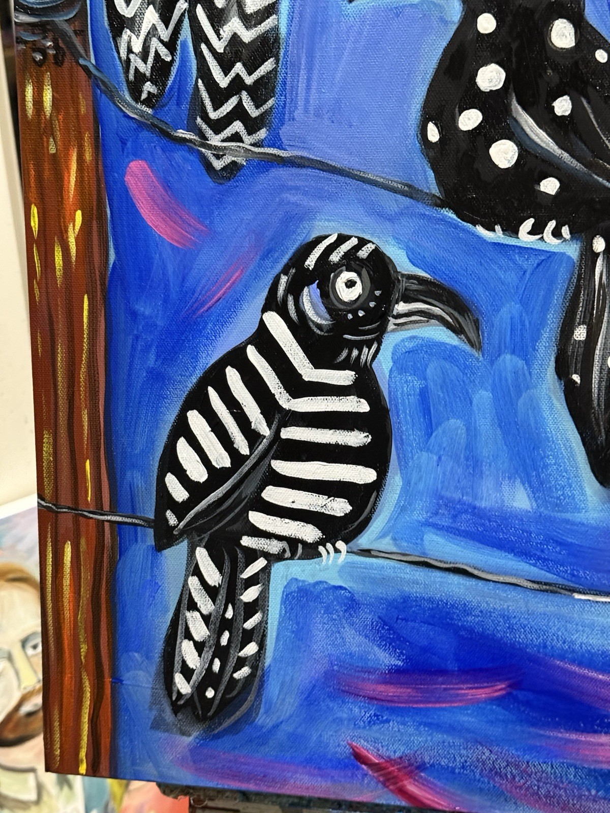Something’s Up With The Crows Original Melissa Bollen Acrylic Painting Crows