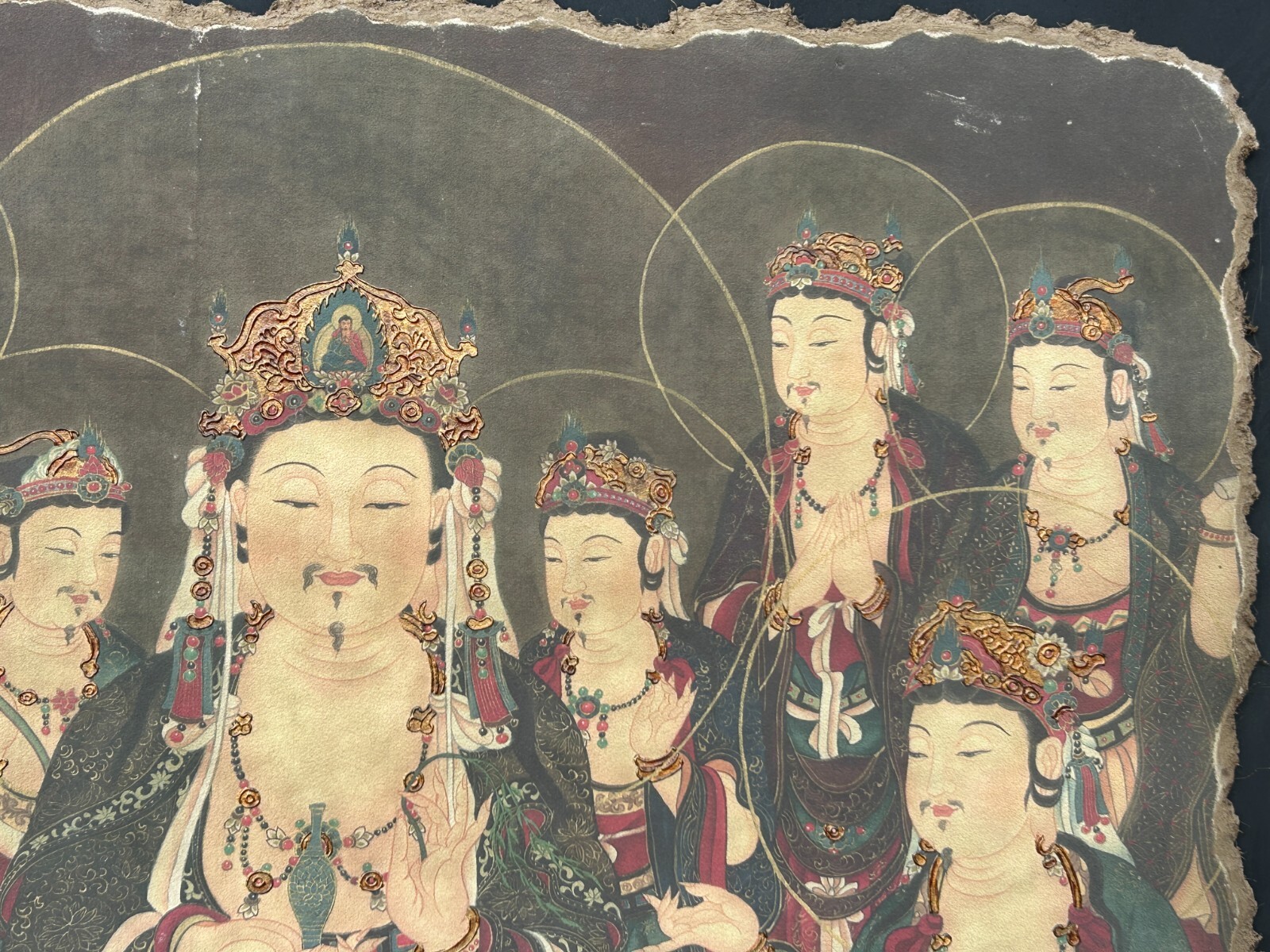 Oriental Tong Dynasty Style Bodhisattva Painting on Paper Mache Wall Art ws4515