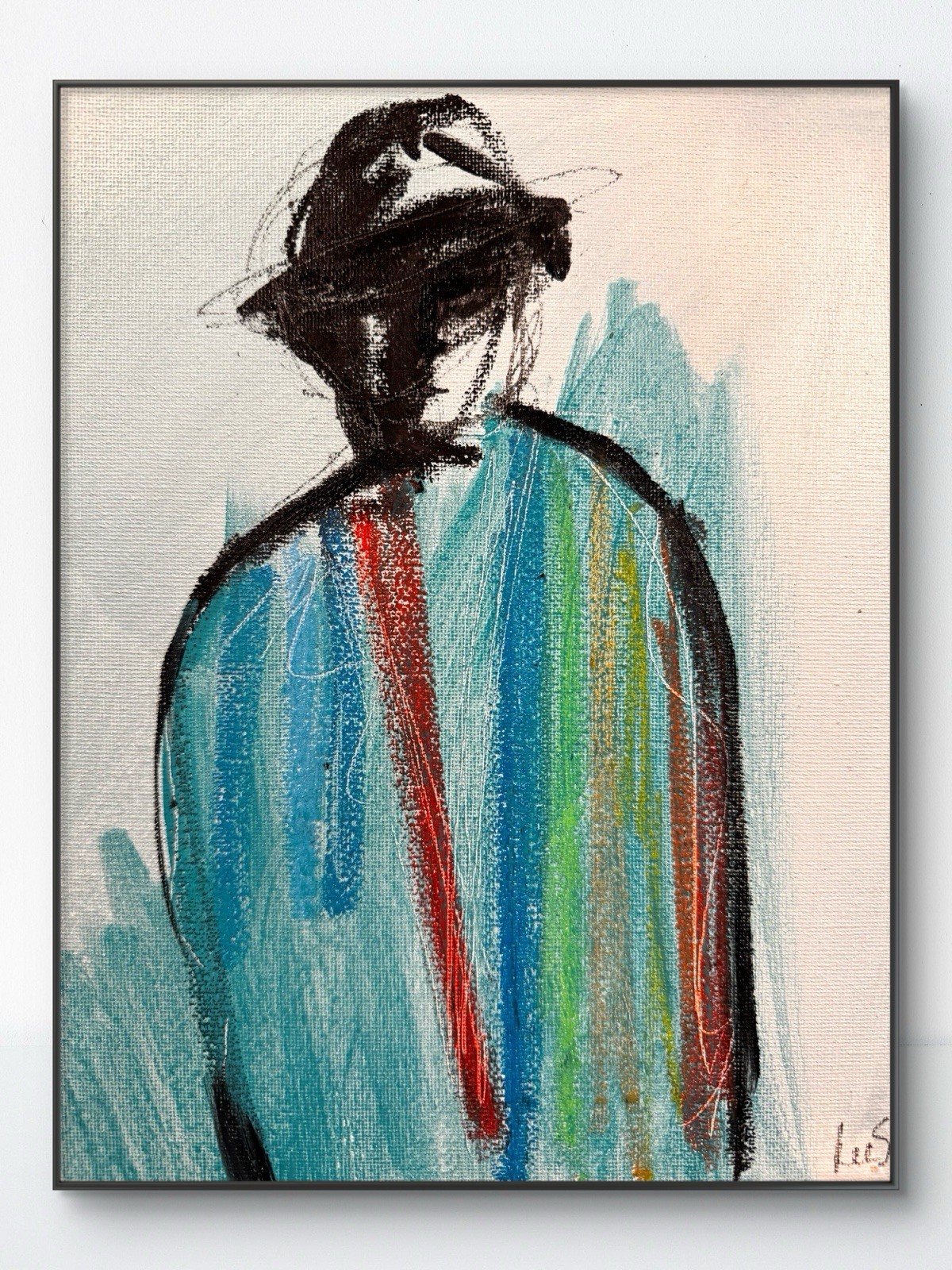 Original Abstract Expressionism 8×10 Man in a Hat Handmade Signed Fine Art 199