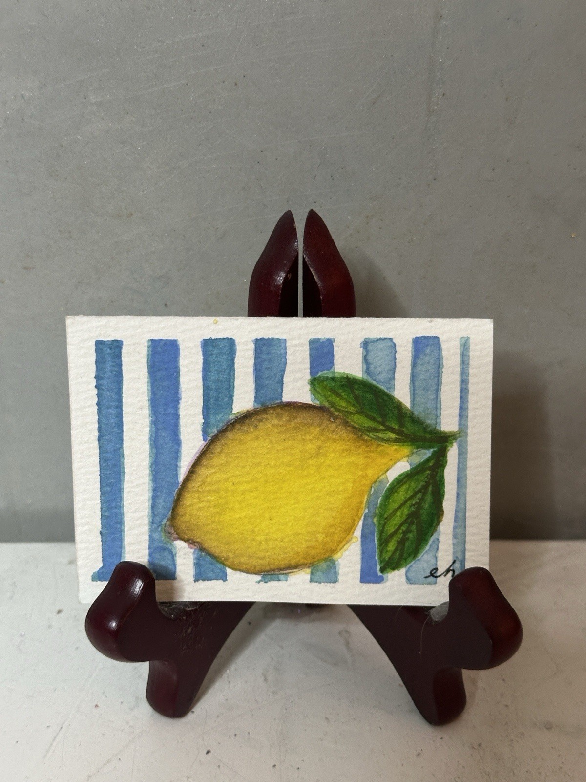 Original Watercolor ACEO Art Card – LEMON PREPPY ART