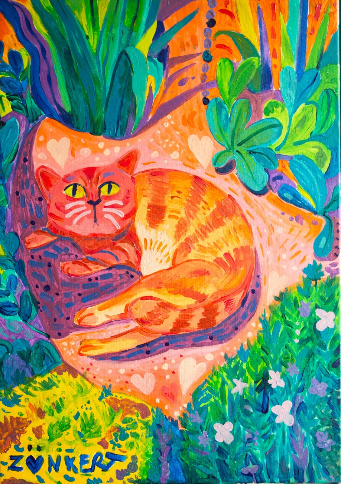 Original acrylic painting cat painting art canvas acrylic painting 50 cm x 70 cm