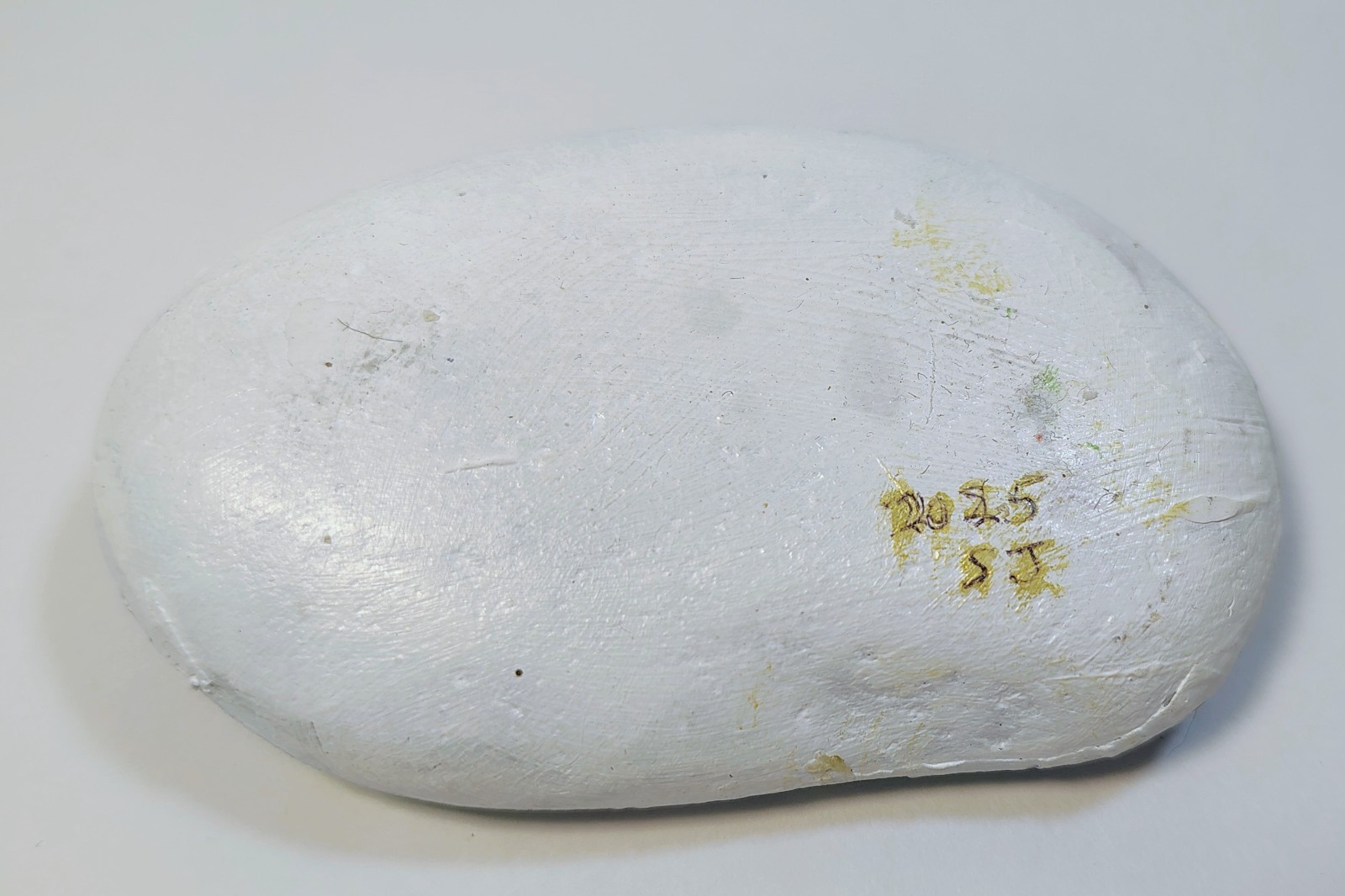 Hand Painted,Decorated Decoupaged Frog on Lily Pad Rock Stone Art Paperweight