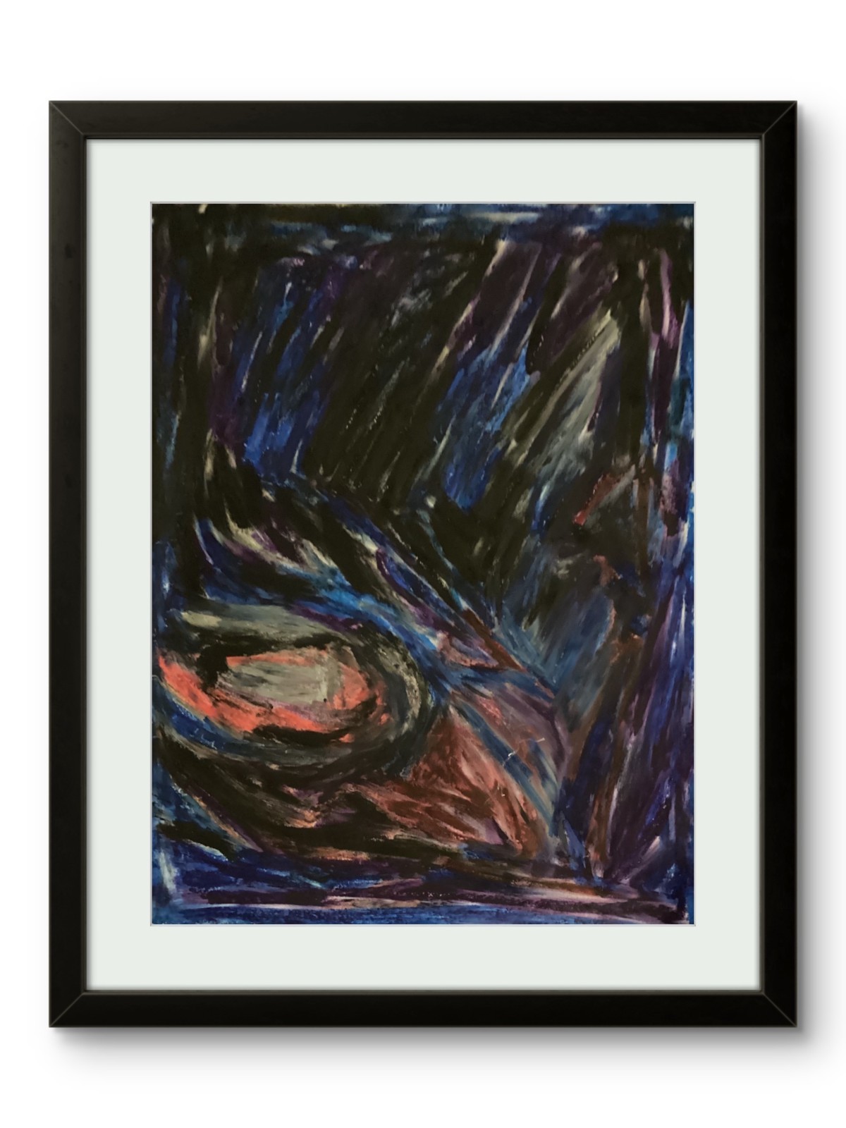 Expressive Storm Dark Ultramarine Indigo Abstract Original Wall 11×14 on Paper