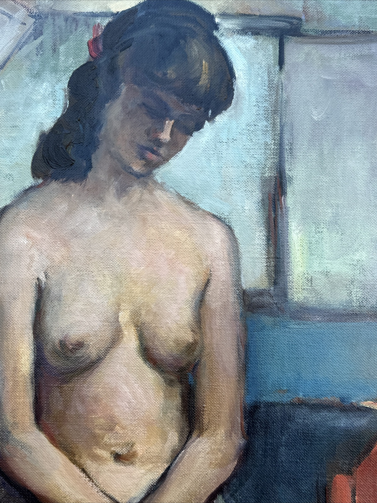 VINTAGE PORTRAIT PAINTING PRETTY WOMAN Women LISTED FAMOUS MID CENTURY MODERNISM