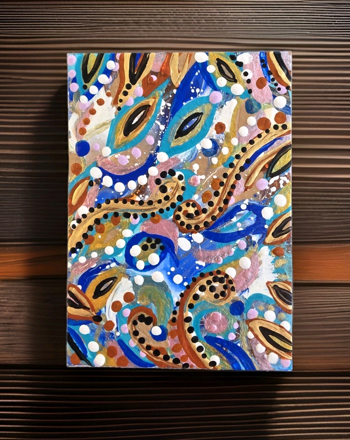 ACEO Original Acrylic Painting 2.5 x 3.5 in., Abstact, ShineGoldenArt