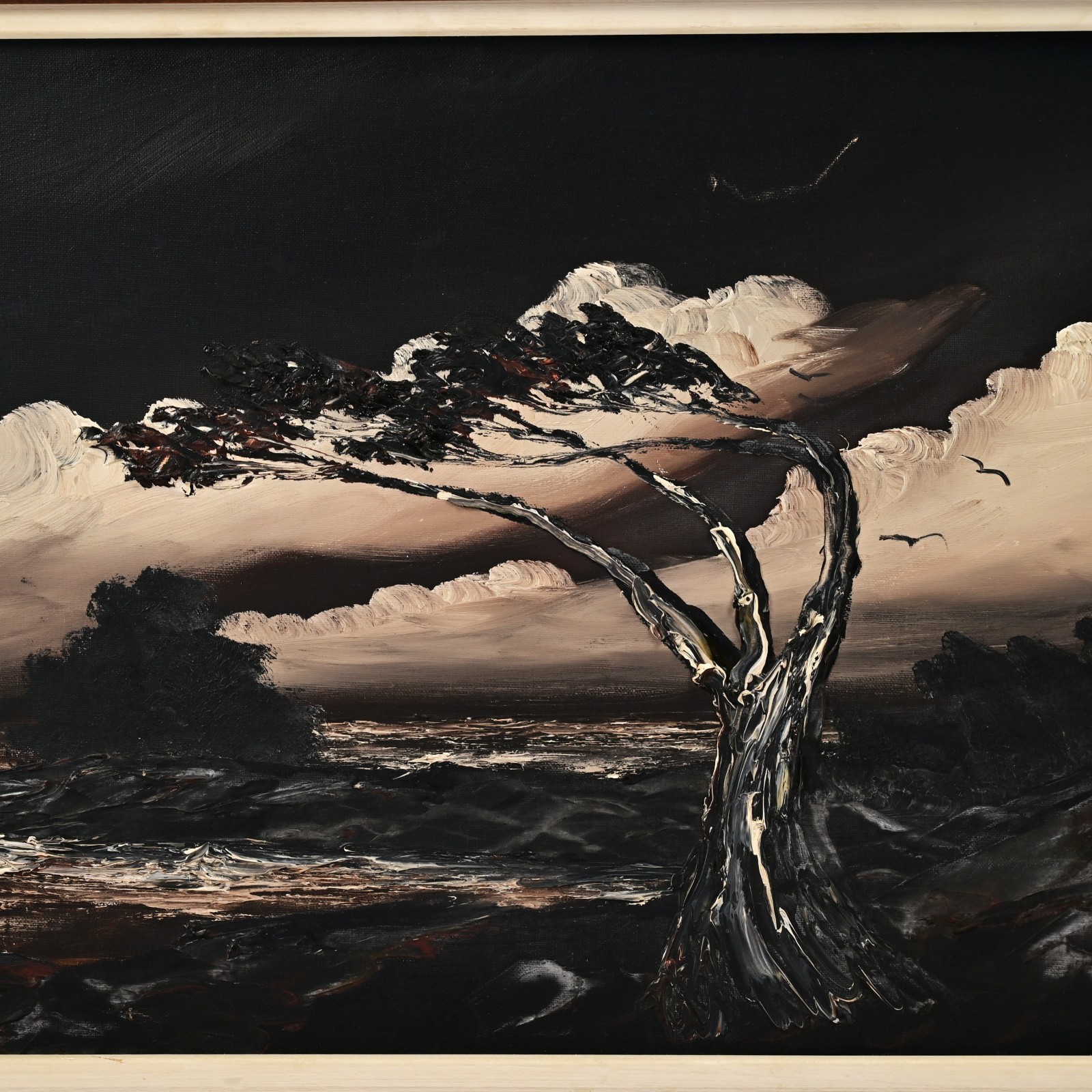 HOMER COSTELLO Original Vintage Signed WPA Night Seascape Ocean Shore Painting