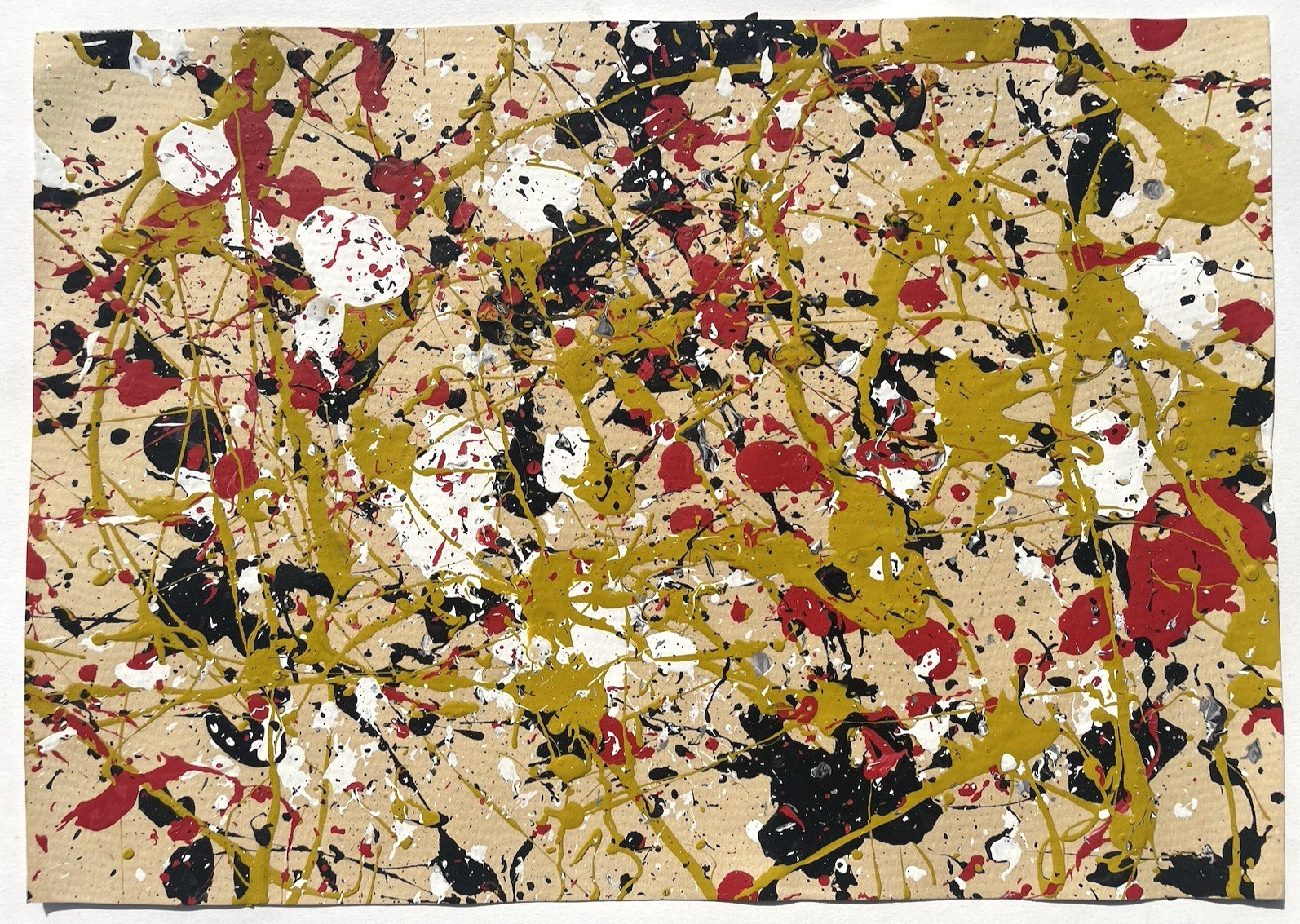 Original Painting Jackson Pollock Signed Yellow Red Abstract Expressionist D43