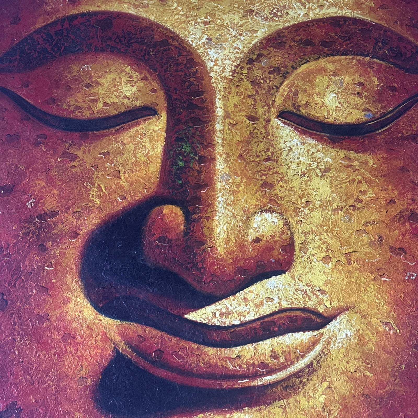 Buddhist Painting original hand painted Gold Leaf meditation spiritual Oil/Canv