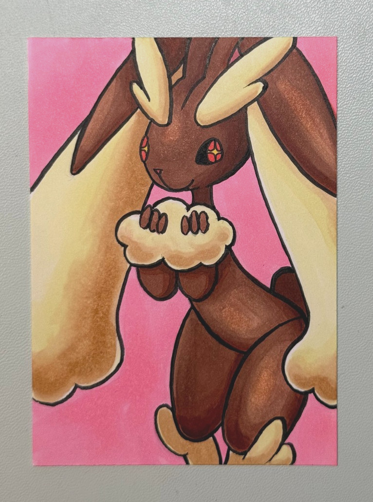 ACEO Original Pokemon Fanart «Lopunny», Mini Art 2.5 x 3.5 Inches Anime