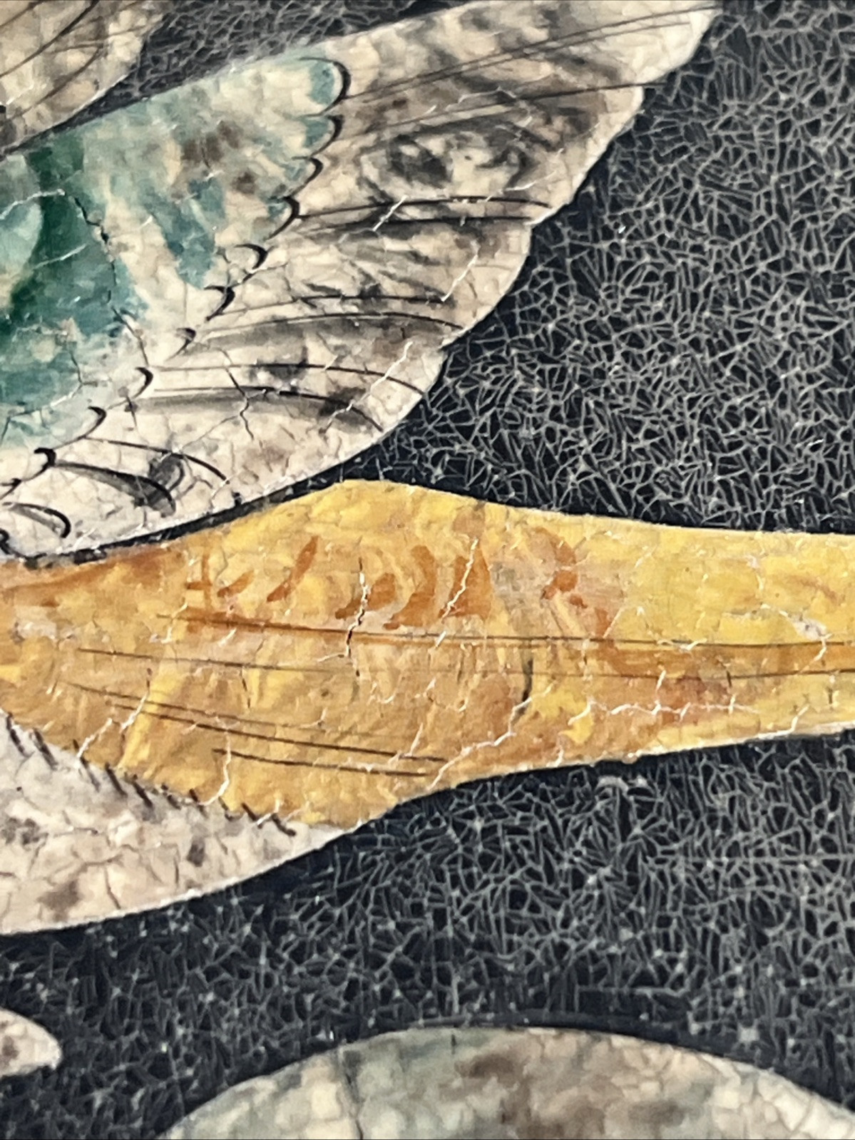 2 – Vintage 4.5” X 6” Encaustic Bird And Flower Pictures On Slate Made In Italy