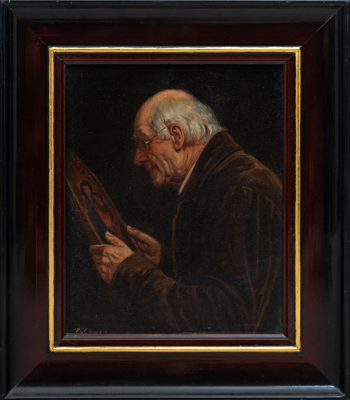 Unknown Artist Portrait Of An Old Man Examining An Icon Painting