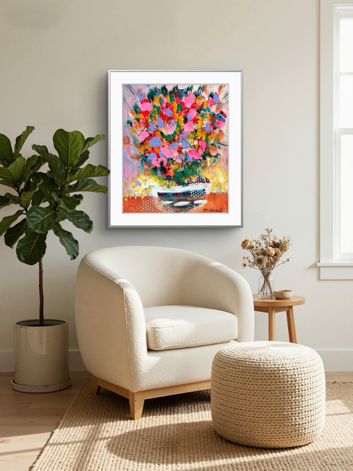 GERARD 8X10 IN- Abstract Expressionist Original Acrylic Painting Flowers