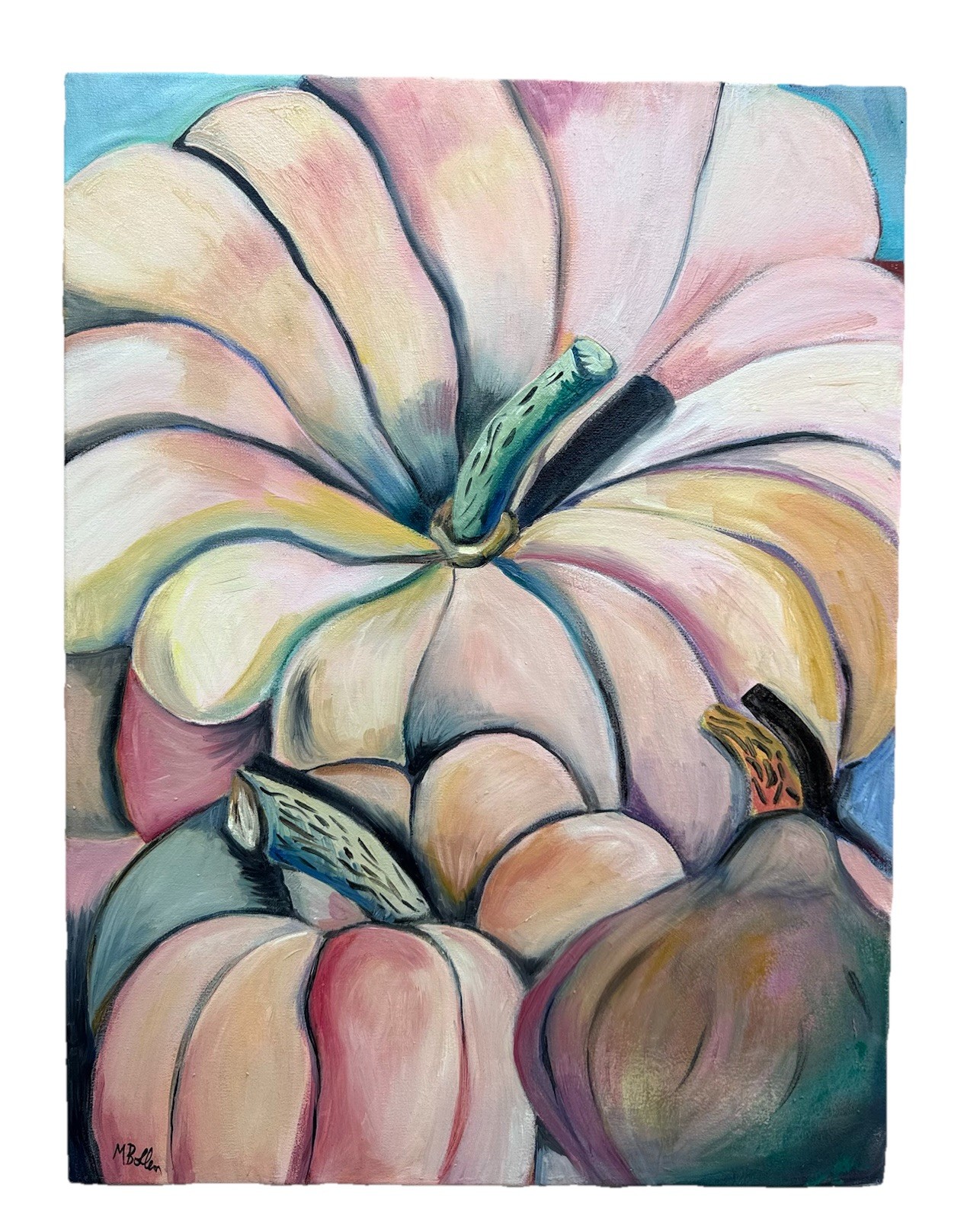 Melissa Bollen Fall Pumpkins Gourds Harvest Oil Painting New