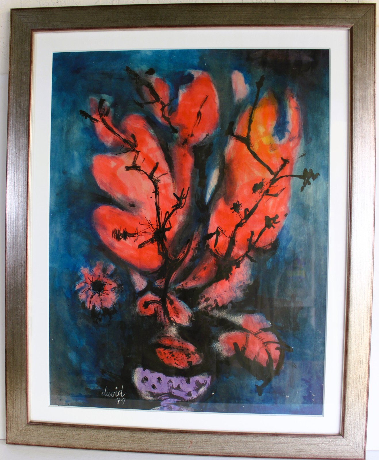 JUAN DAVID POSADA 1911-1981 MIXED MEDIA PAINTING 1979 SIGNED CUBAN LISTED ARTIST