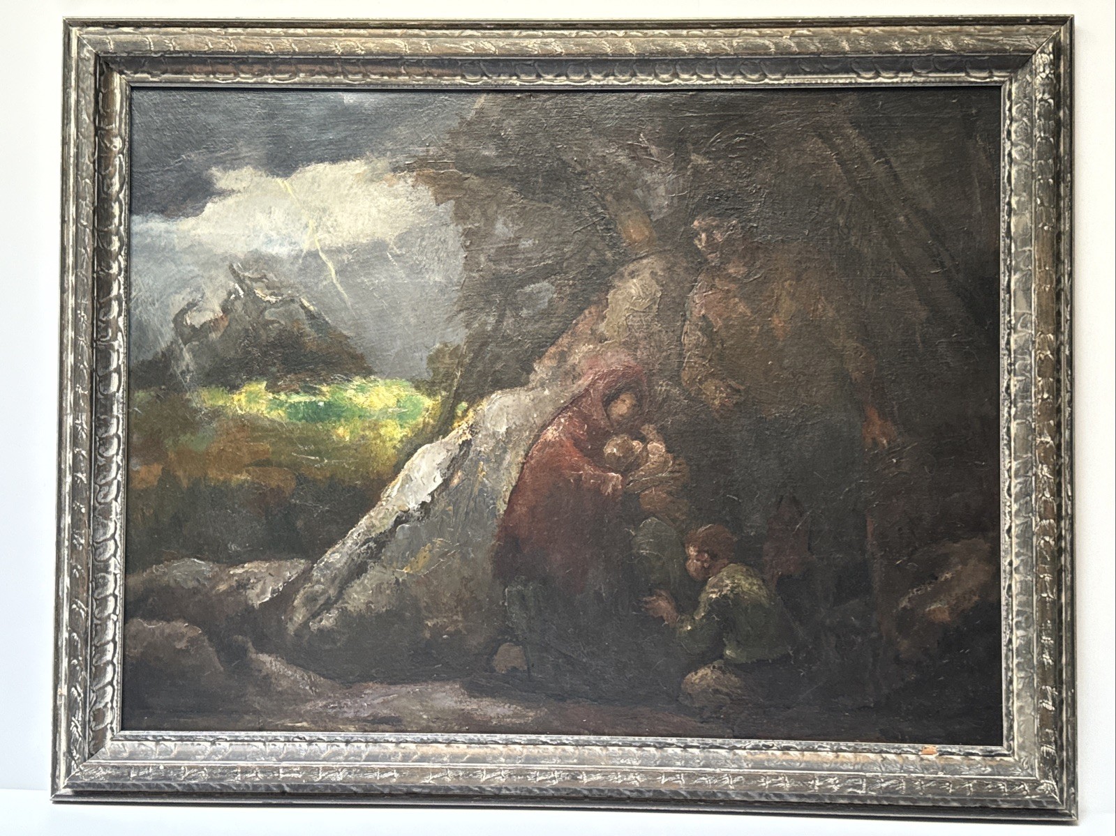 EUGENE HIGGINS PAINTING ANTIQUE EXPRESSIONIST STORM LANDSCAPE FAMILY WPA FAMOUS
