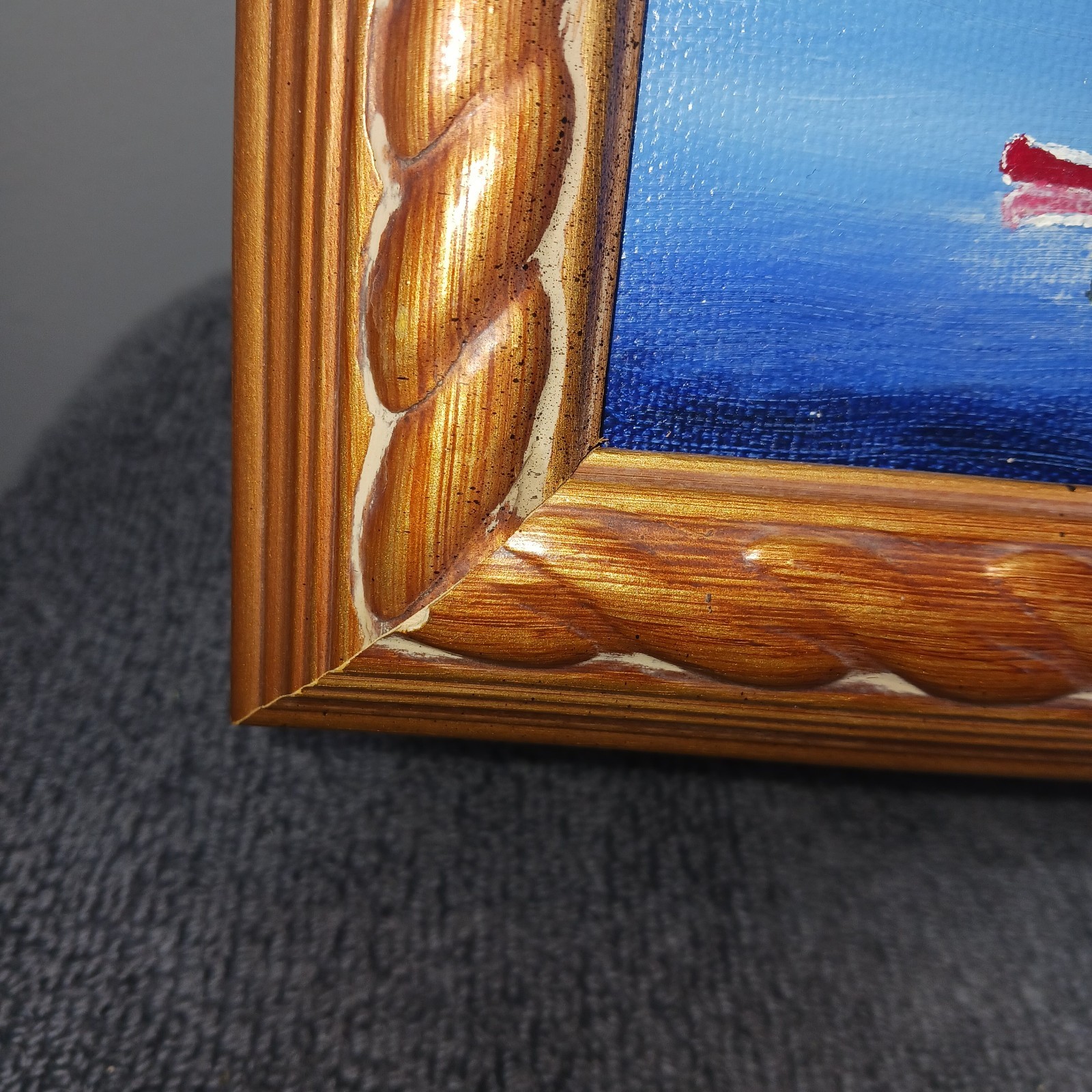 Vintage Artist Signed Painting, Mountain Reflection Lake Fisherman 18 × 14