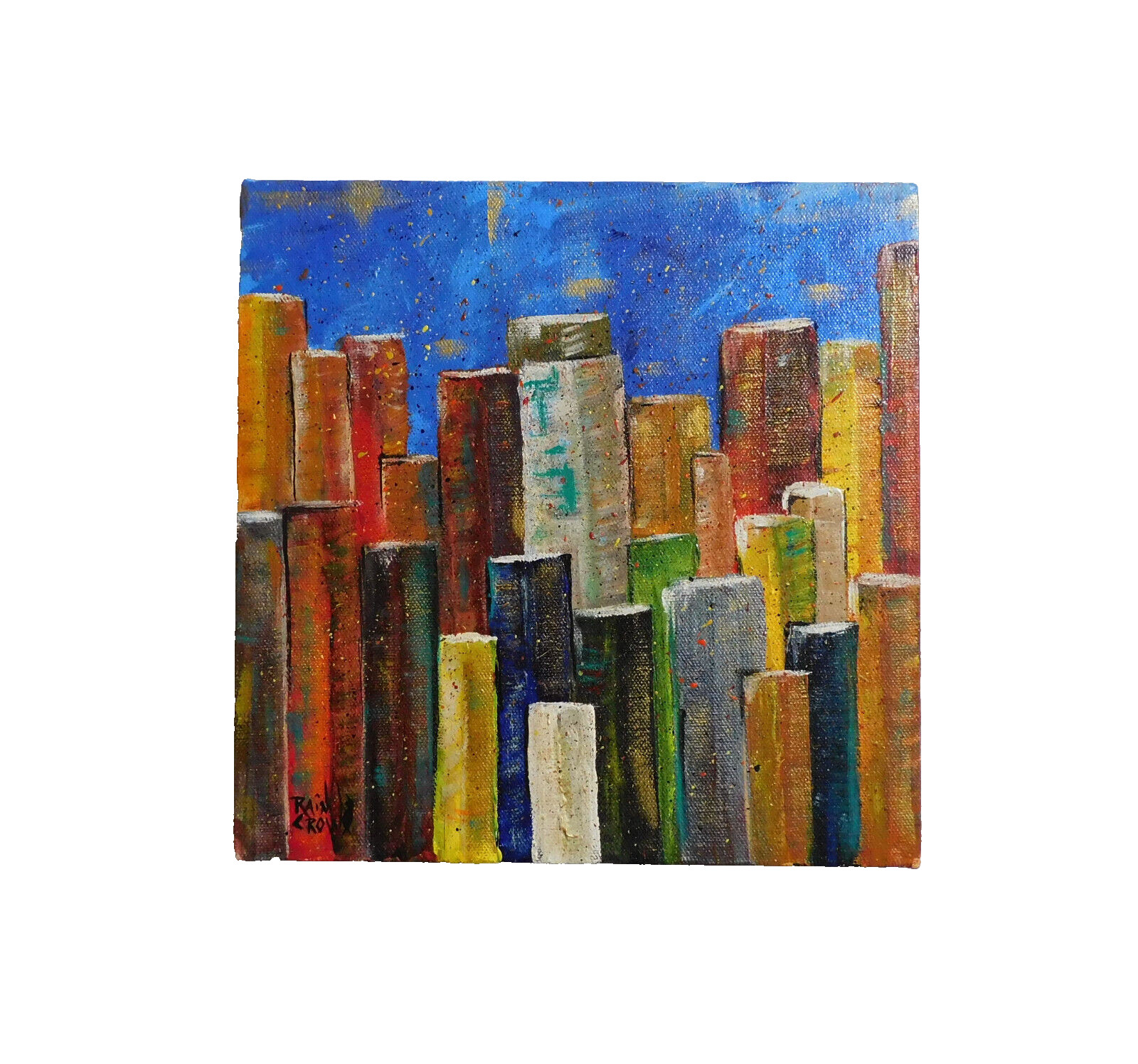 Abstract City Painting Original Art by Rain Crow